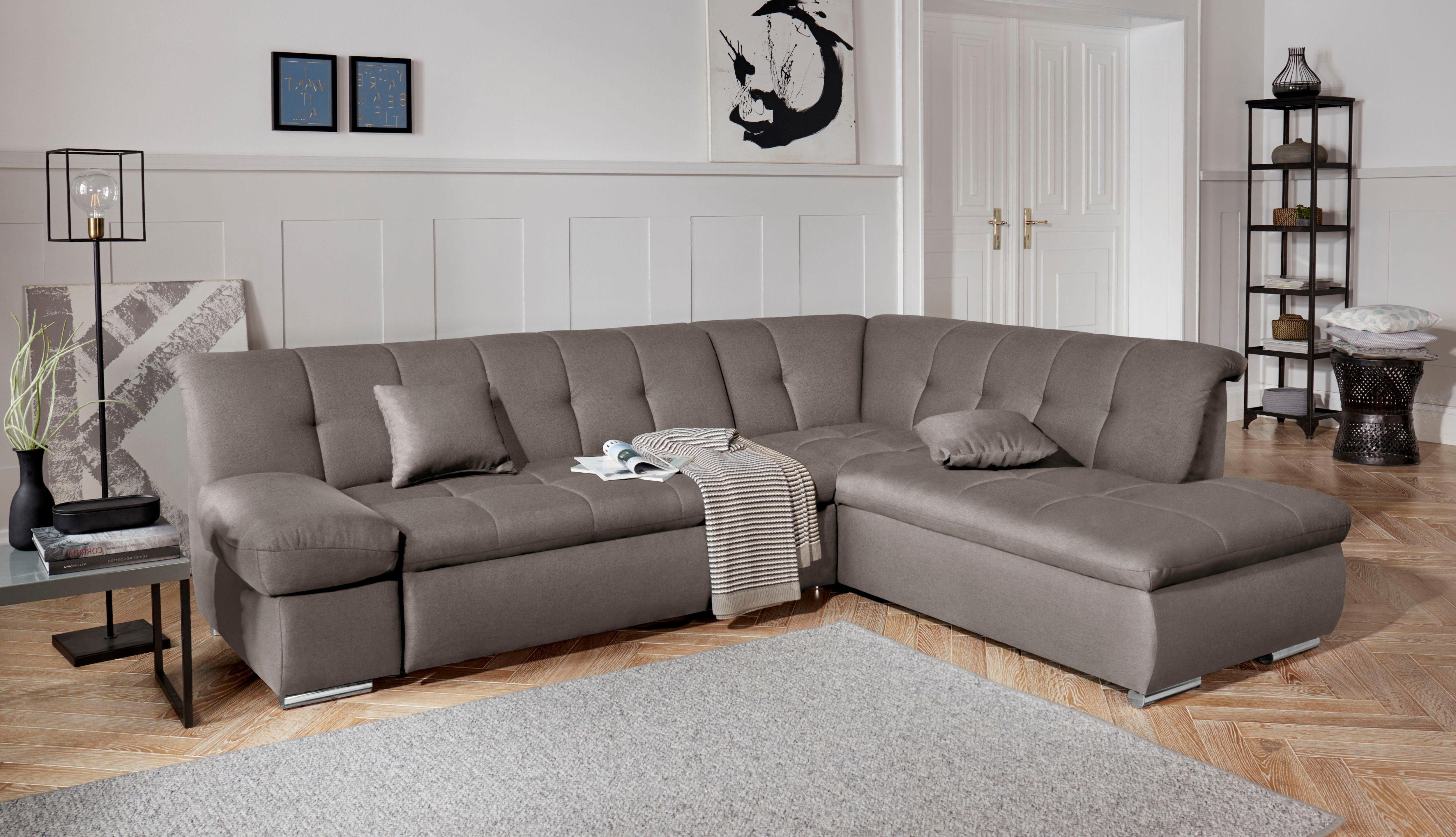 DOMO collection Ecksofa "MONA 271x213 cm, modern und komfortabel" whlw. mit Bett- und Armlehnfunktion, L-Form