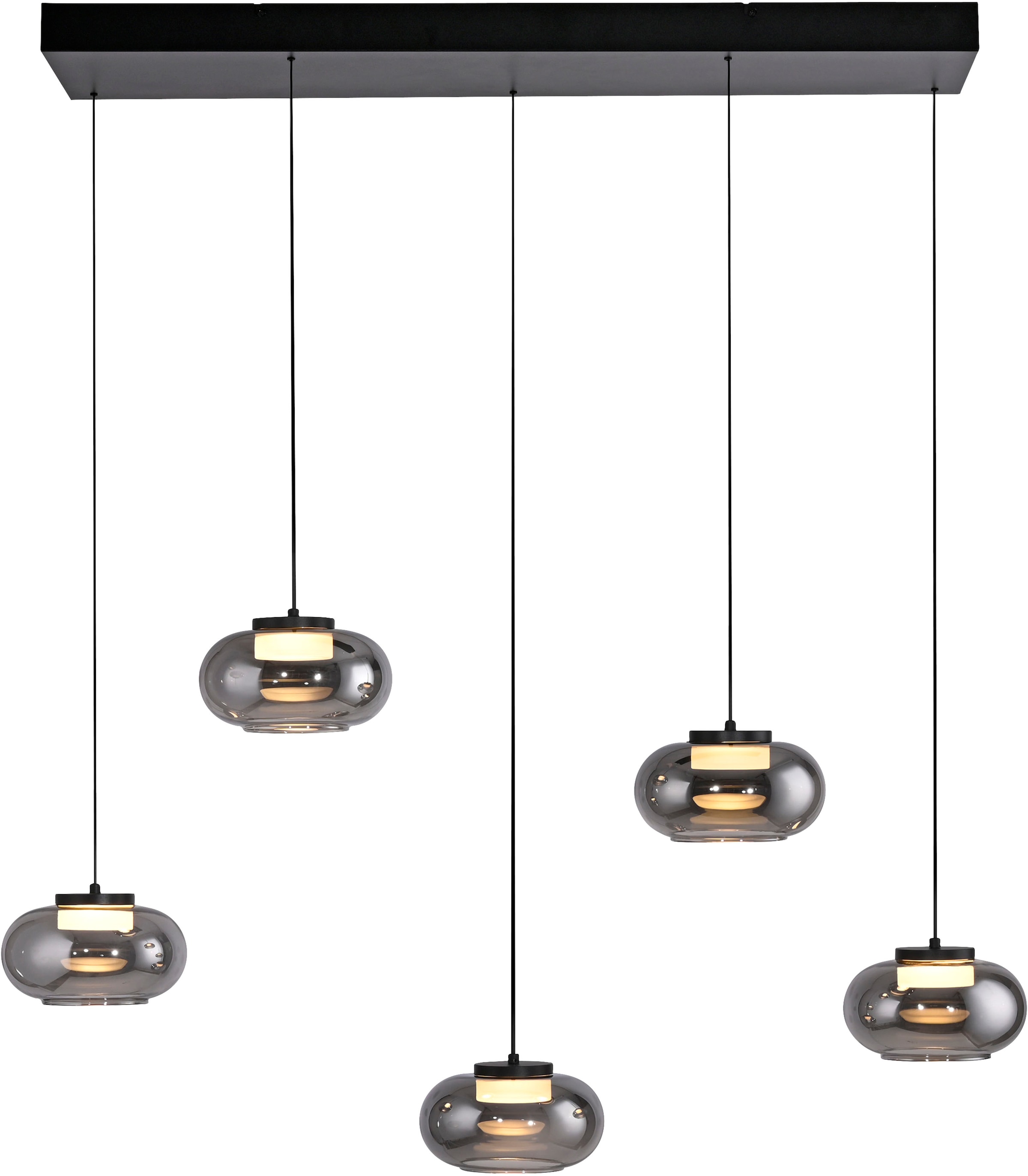 LED Pendelleuchte "SIA", 5, H: 80cm, 1 Stk.schwarz, SCHÖNER WOHNEN-KOLLEKTION, Leuchten, SCHÖNER WOHNEN Kollektion, Höhenverstellbar, SimplyDim,