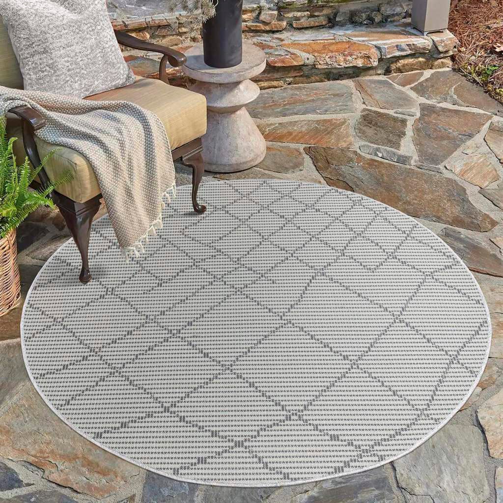 Carpet City Outdoorteppich "PALM3526" rund 5 mm Höhe Wetterfest & UV-bestän günstig online kaufen