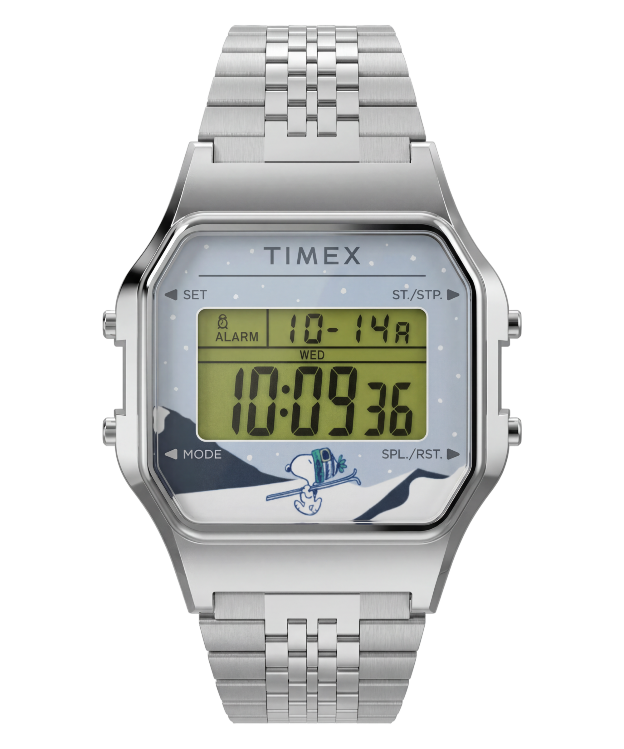 Timex Digitaluhr »PEANUTS TIMEX 80« Quarzuhr, Armbanduhr, Damenuhr, Herrenuhr, Edelstahlarmband, digital