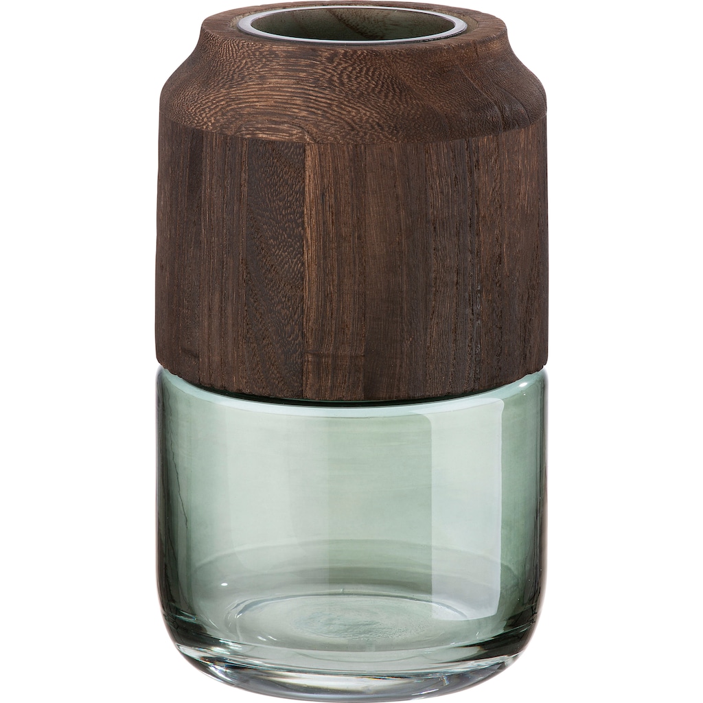 Casablanca by Gilde Tischvase »Colletta«, aus Glas, mit abnehmbarem Holzelement