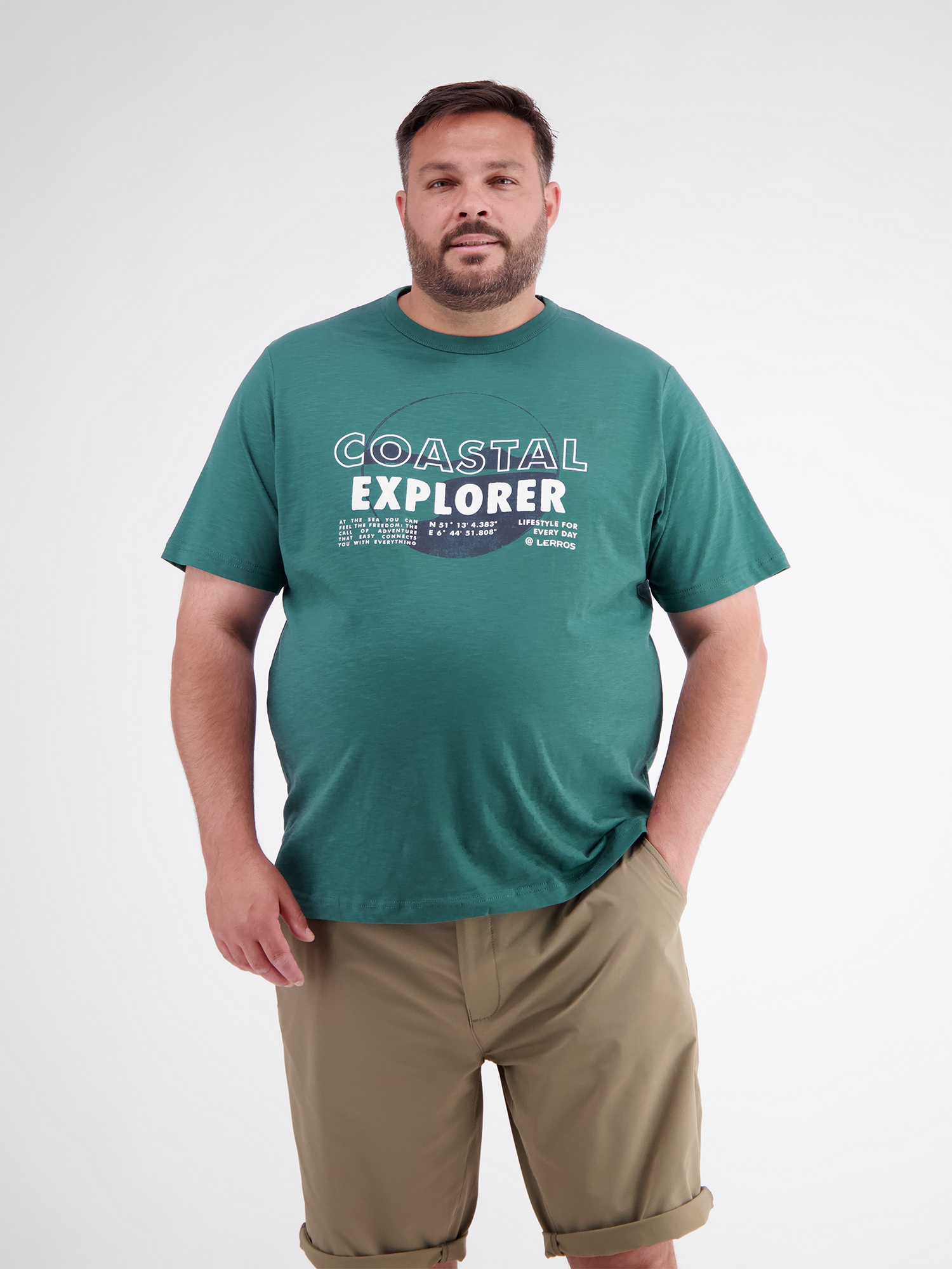 LERROS T-Shirt »T-Shirt mit O-Neck in großen Größen«