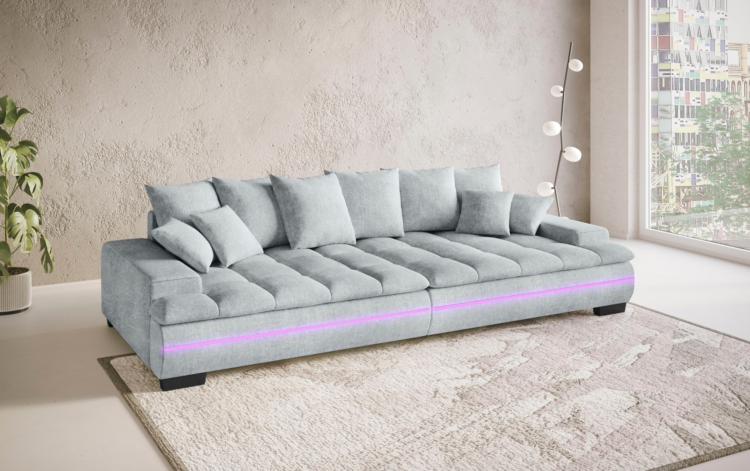 Mr. Couch Big-Sofa »Haiti II«, RGB-LED Beleuchtung, Kaltschaumpolsterung, bis 140 kg belastbar
