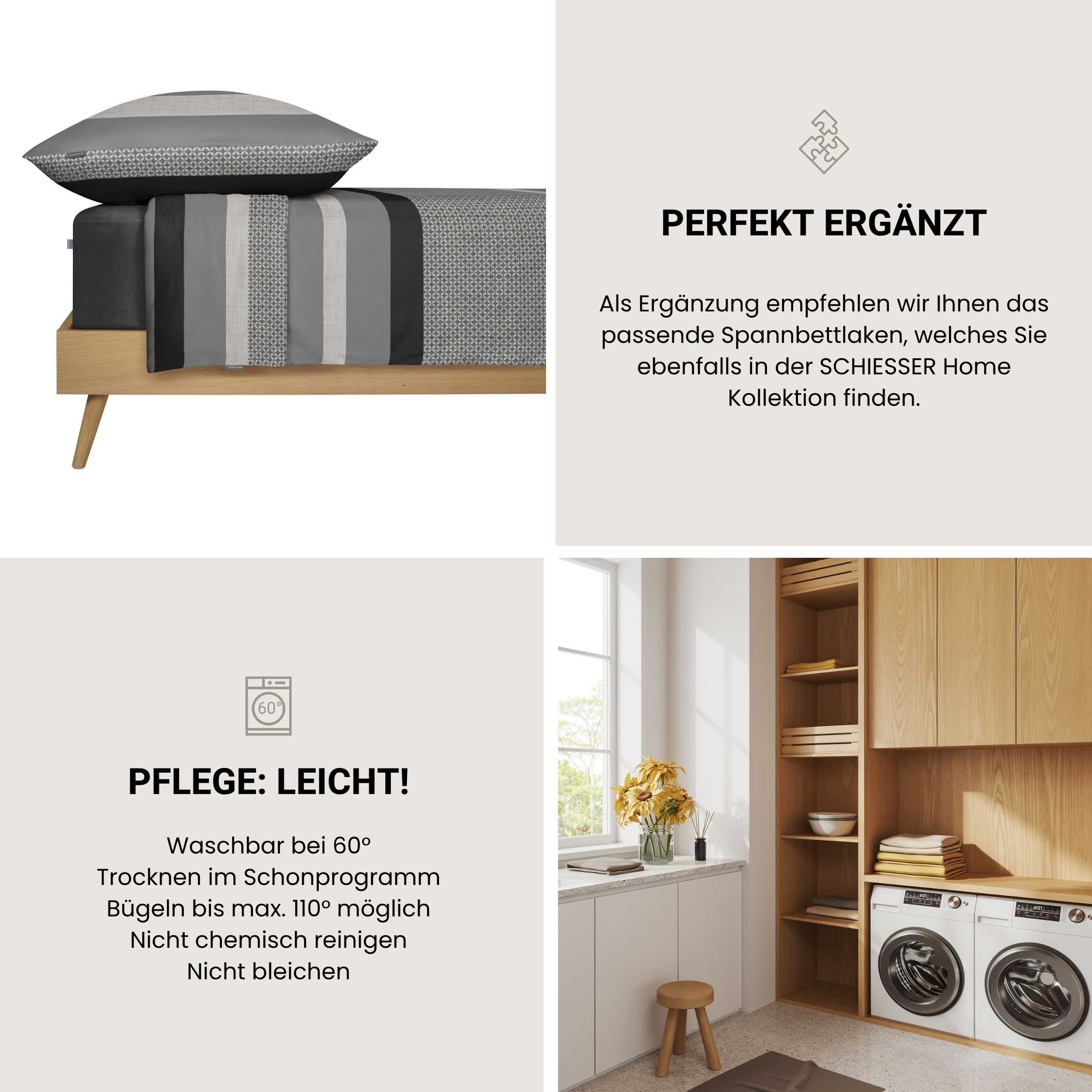 Schiesser Bettwäsche »Dion aus weicher Baumwolle oder Baumwollsatin mit Streifen-Design«
