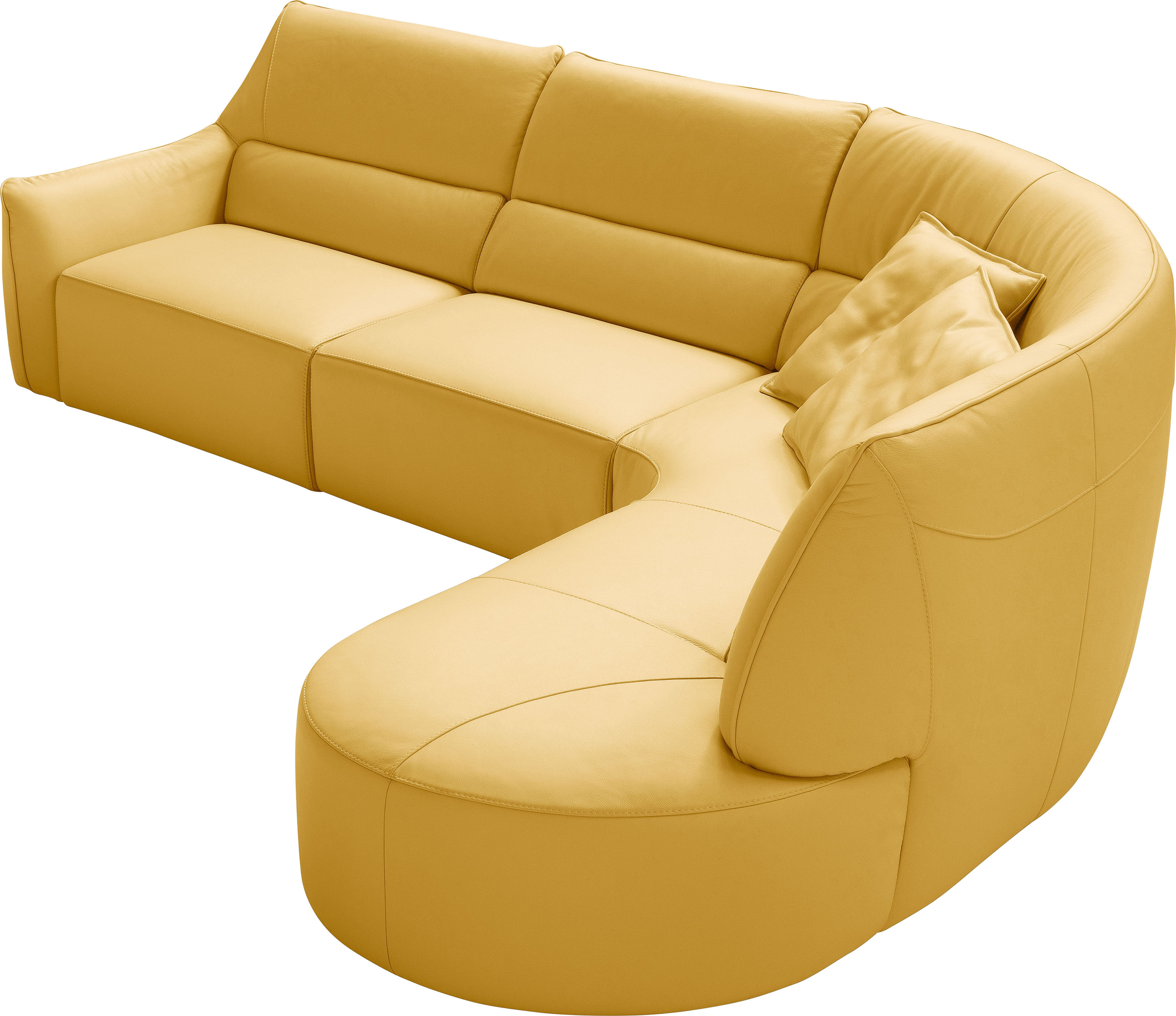 Egoitaliano Ecksofa "Puffy, extravagant & edel, Retro Designsofa, hoher Sitzkomfort, L-Form" mit Ottomane, wahlweise mit und ohne elektrischer Relaxfunktion
