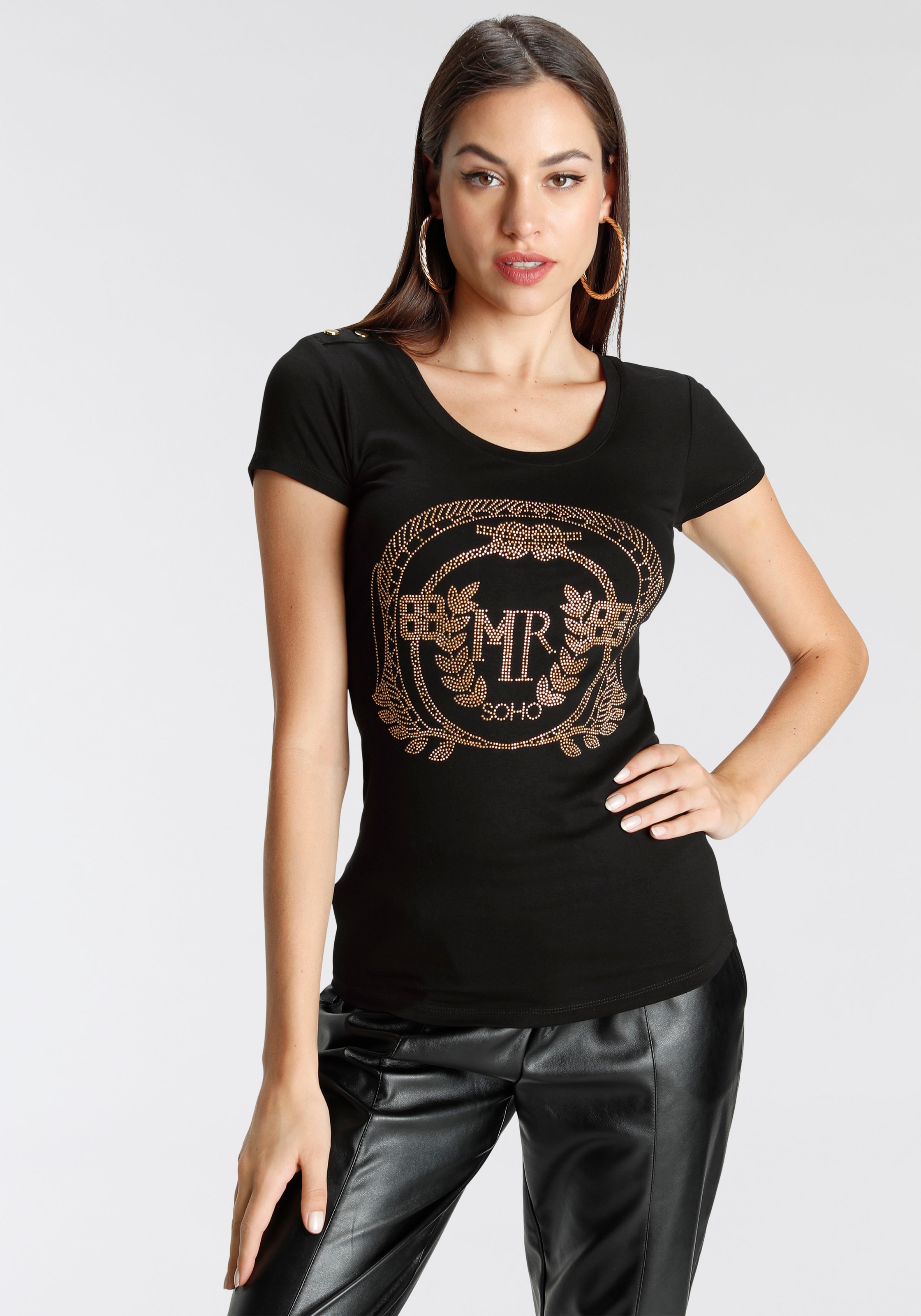 Melrose T-Shirt, mit Glitzerdruck für | BAUR bestellen