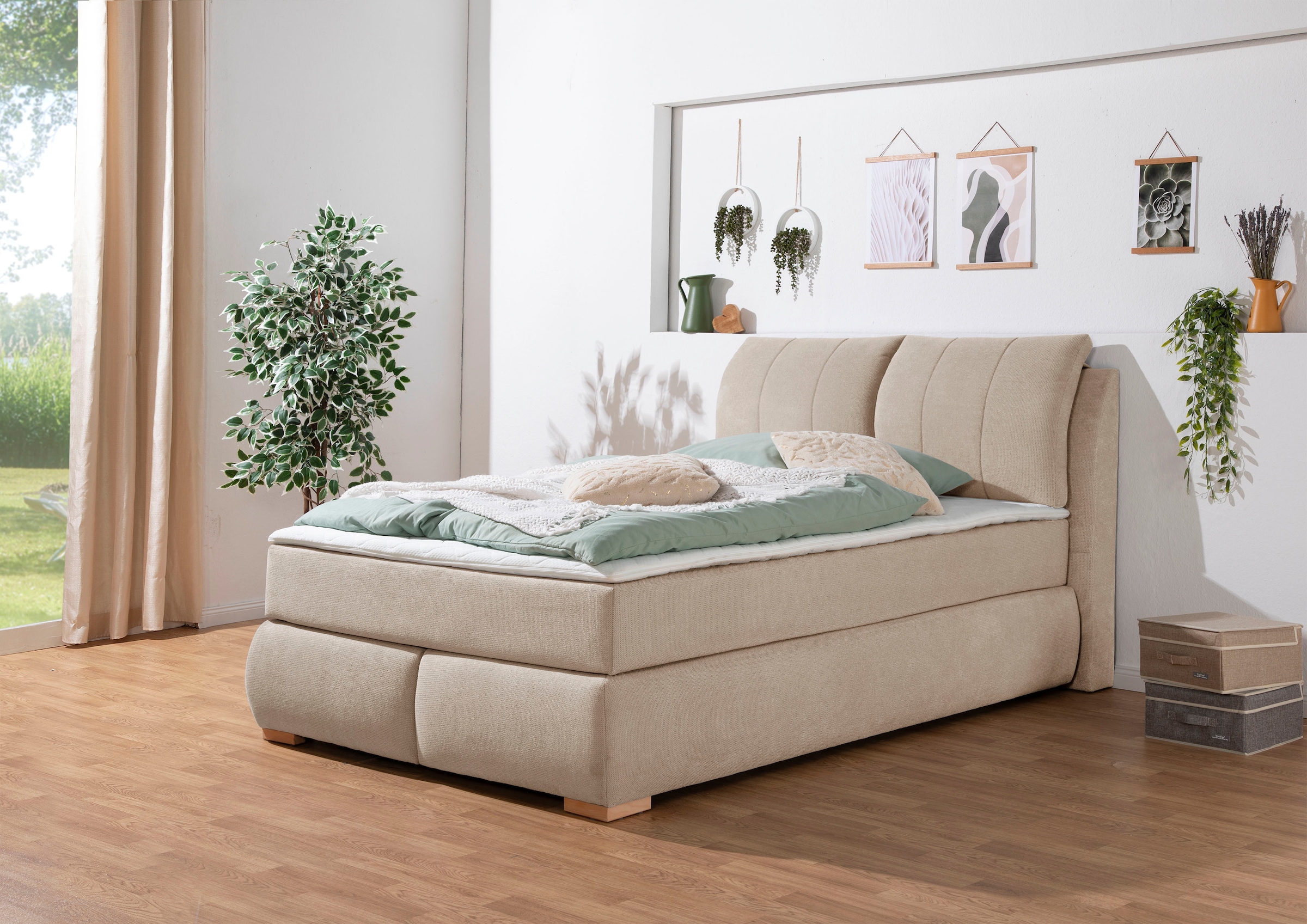 Home affaire Boxspringbett "Breitenthal" abnehmbare Rückenkissen mit Klettband