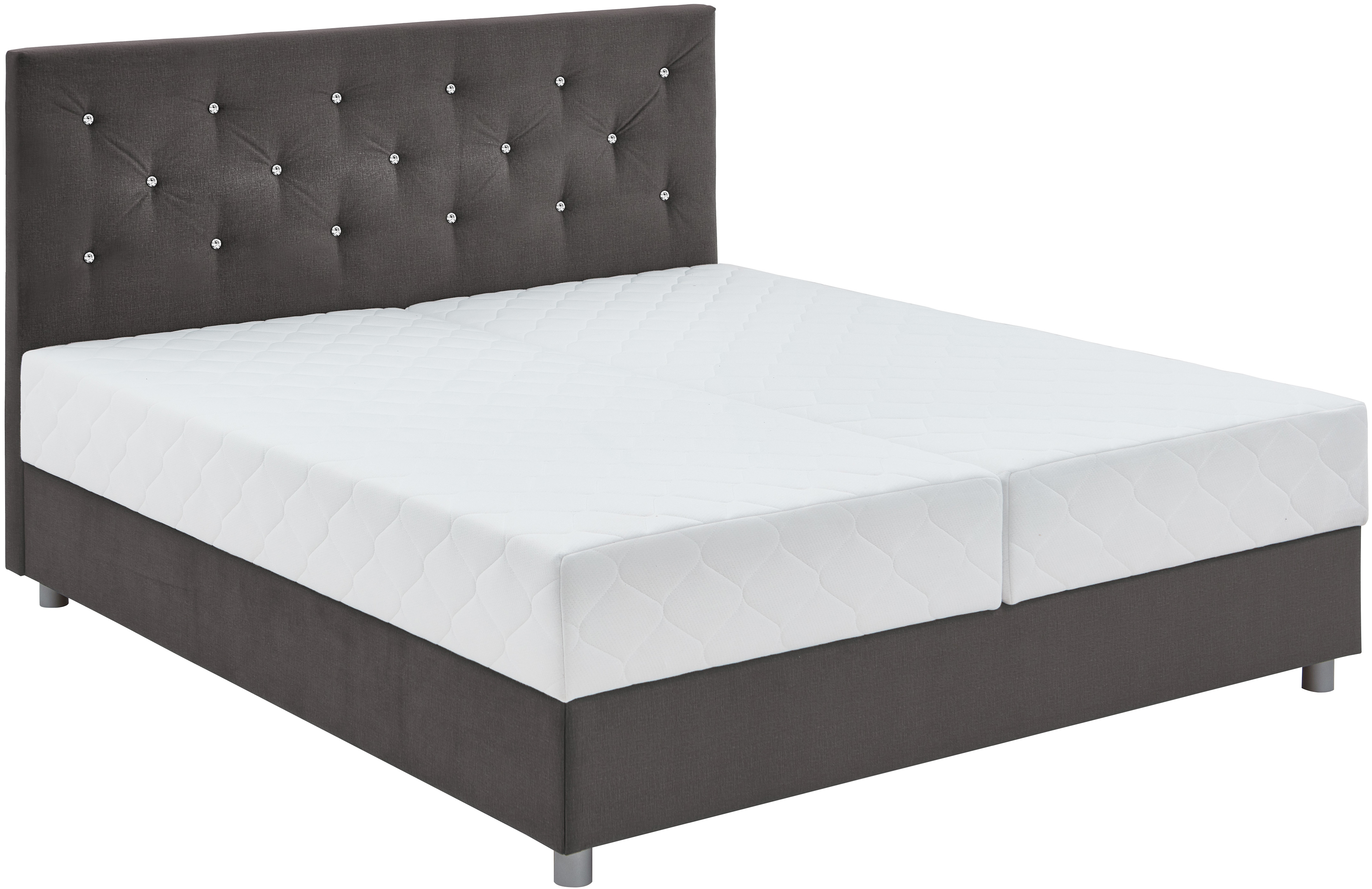 ATLANTIC home collection 1100000002199 "CELIA im hochwertiger Samtoptik" mit Taschen-Federkernmatratze, Bettkasten und Strass-Steinen