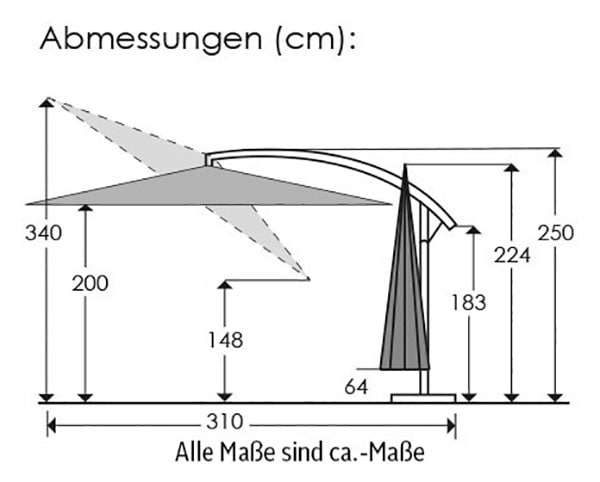 Schneider Schirme Ampelschirm »Venus, TOPSELLER!«, (Sonnenschirm), inkl. Plattenständer, Stock zweiteilig