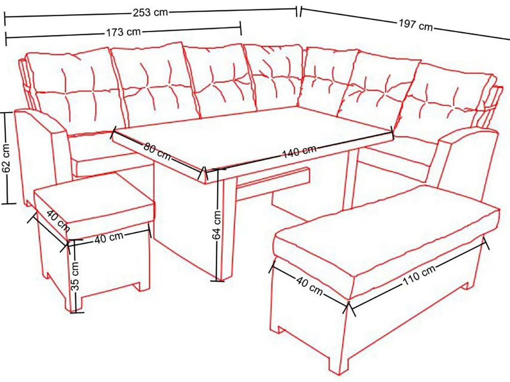 Destiny Gartenlounge-Set »SANTA PONSA DE LUXE«, (20 tlg., 2x Schenkel, 1x Fußhocker, 1x Bank, 1x Tisch, inkl. Auflagen), Aluminium, Polyrattan