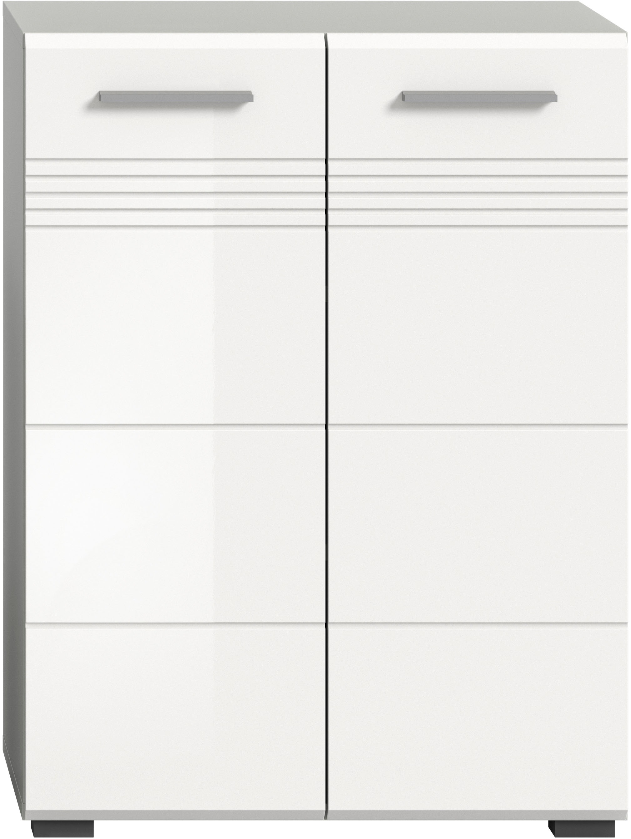 welltime Midischrank »Calcio, Höhe 80 cm, 2 Türen, 2 Einlegeböden, 3 Fächer«, MDF Front, Badschrank, Bad-Möbel, Badezimmer