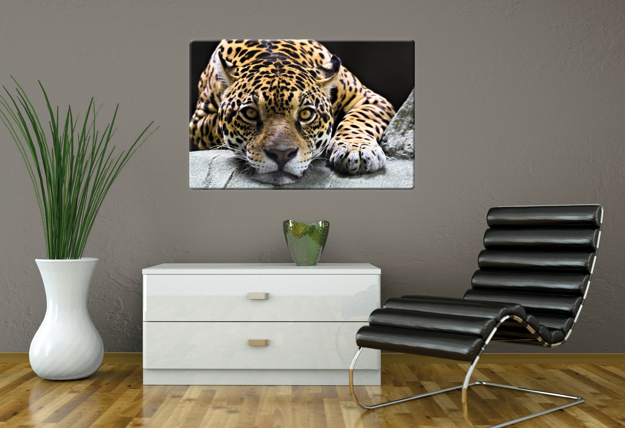 Wall-Art Glasbild »Jaguar«, Schriftzug, Glasposter modern