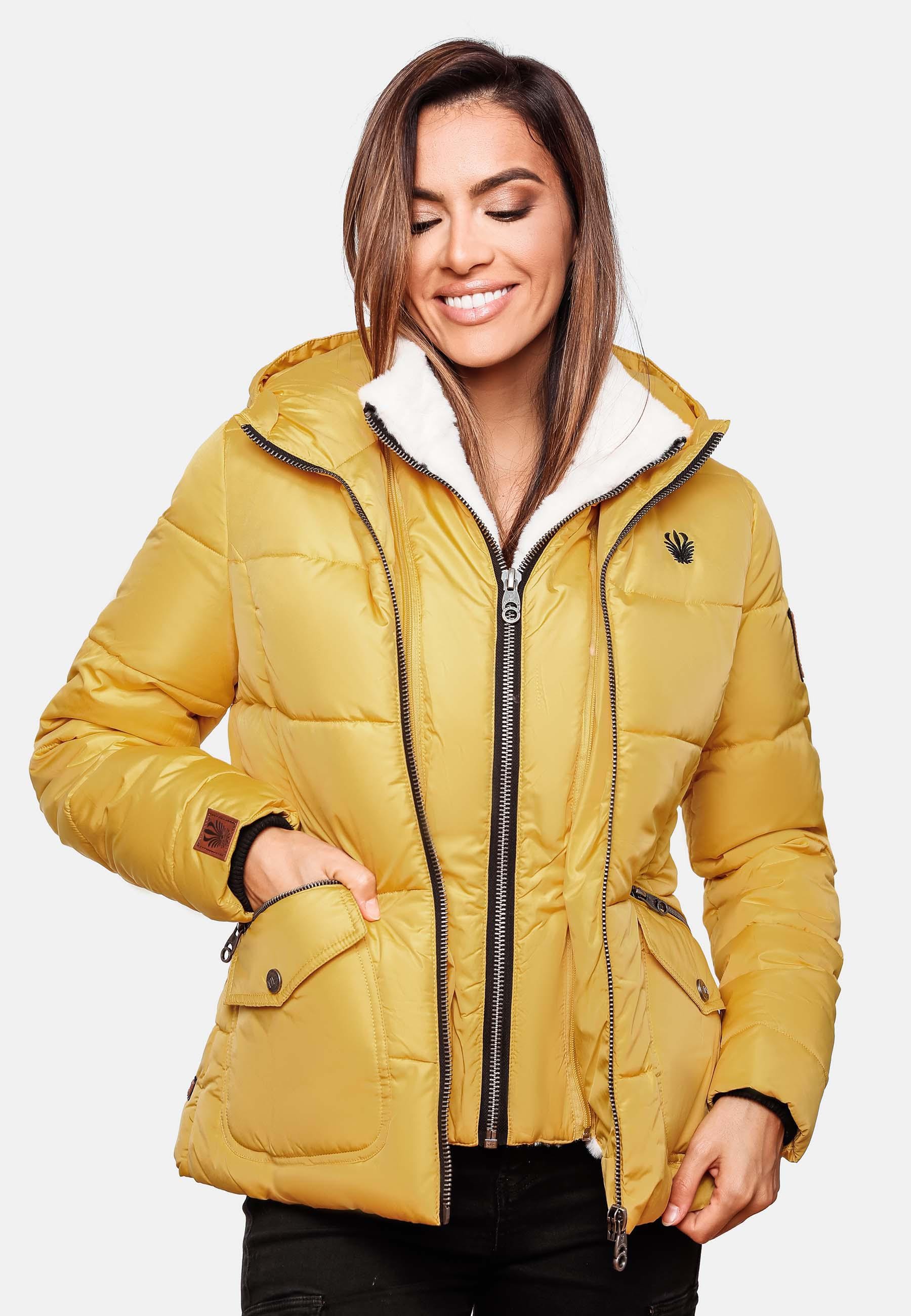 Navahoo Winterjacke »Megan«, mit Kapuze, stylische Damen Steppjacke mit Teddyfutter