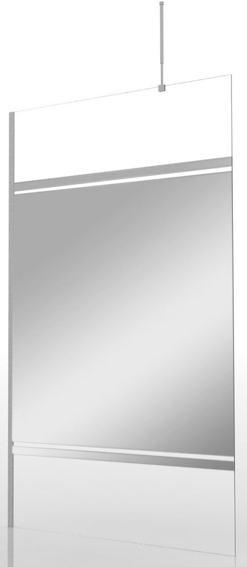 Marwell Walk-in-Dusche, mit verspiegelten Sichtschutzstreifen, verchromtes Wandprofil