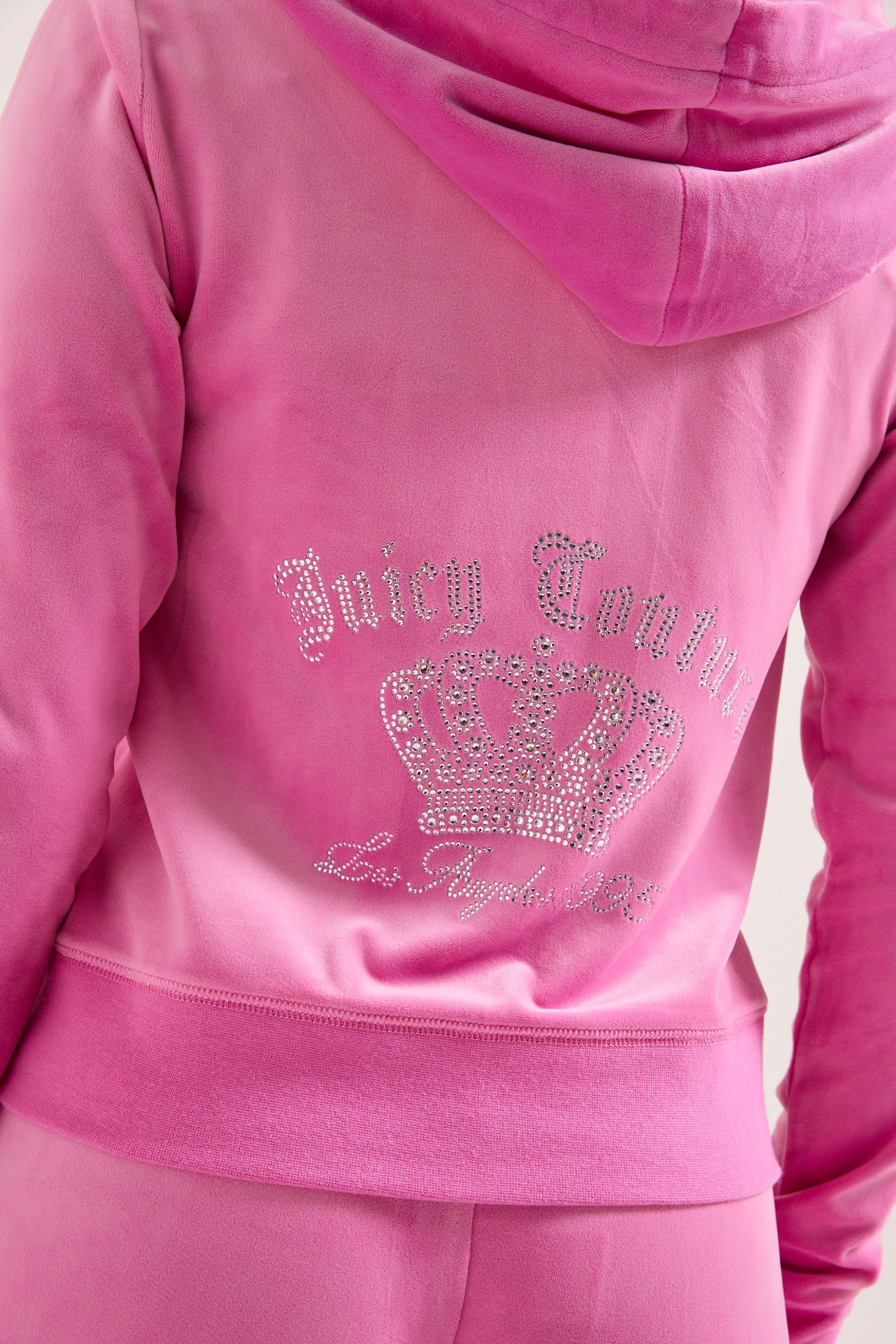 Juicy Couture Kapuzennickijacke »GOTHIC CROWN HOODIE. Damen« mit Kapuze Trainingsjacke Damen, Sweatjacke mit Kapuze, Velour, mit Glitzer, Sale