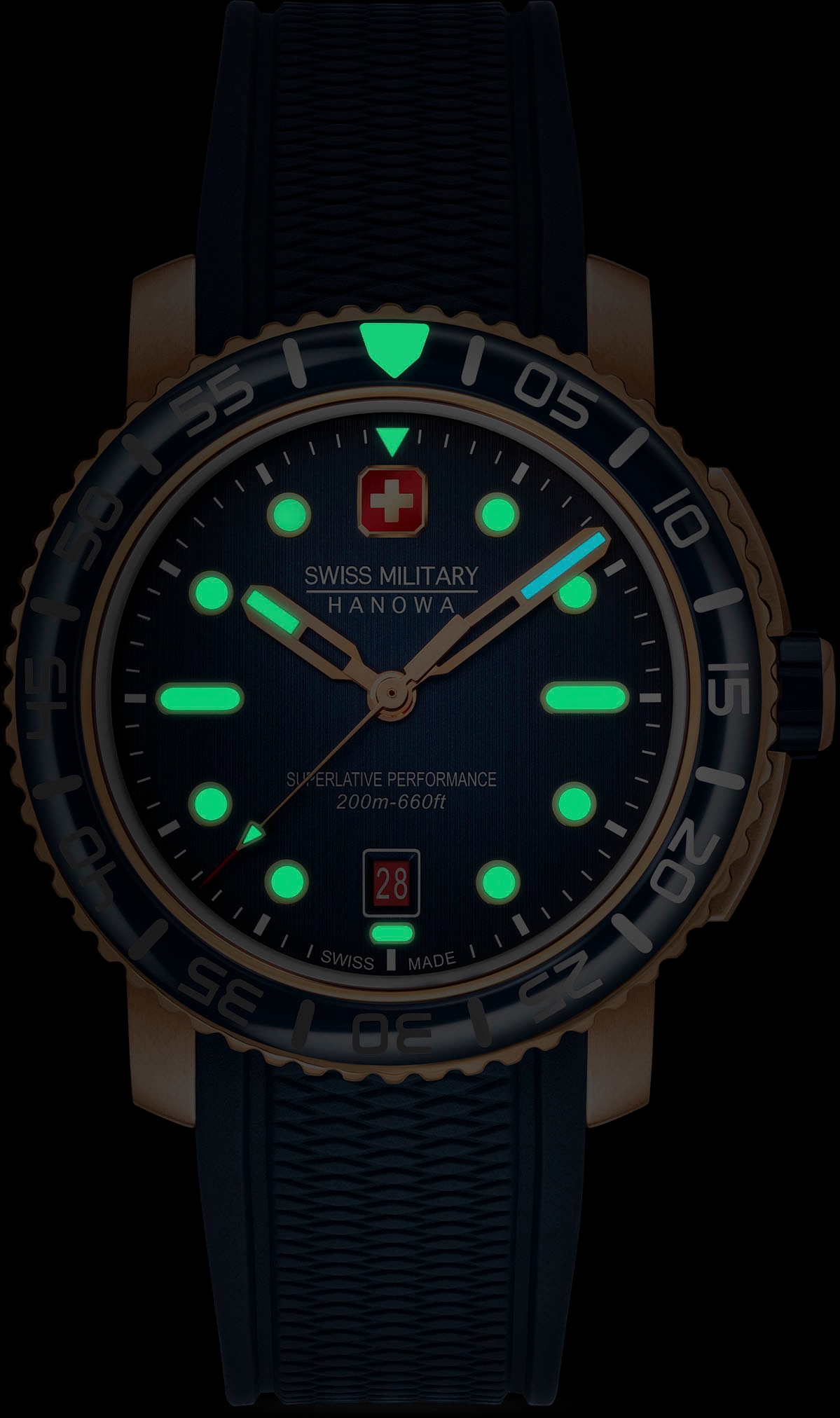 Swiss Military Hanowa Quarzuhr »BLACK MARLIN, SMWGN0001720«, Armbanduhr, Herrenuhr, Schweizer Uhr, Swiss Made, Datum, Saphirglas