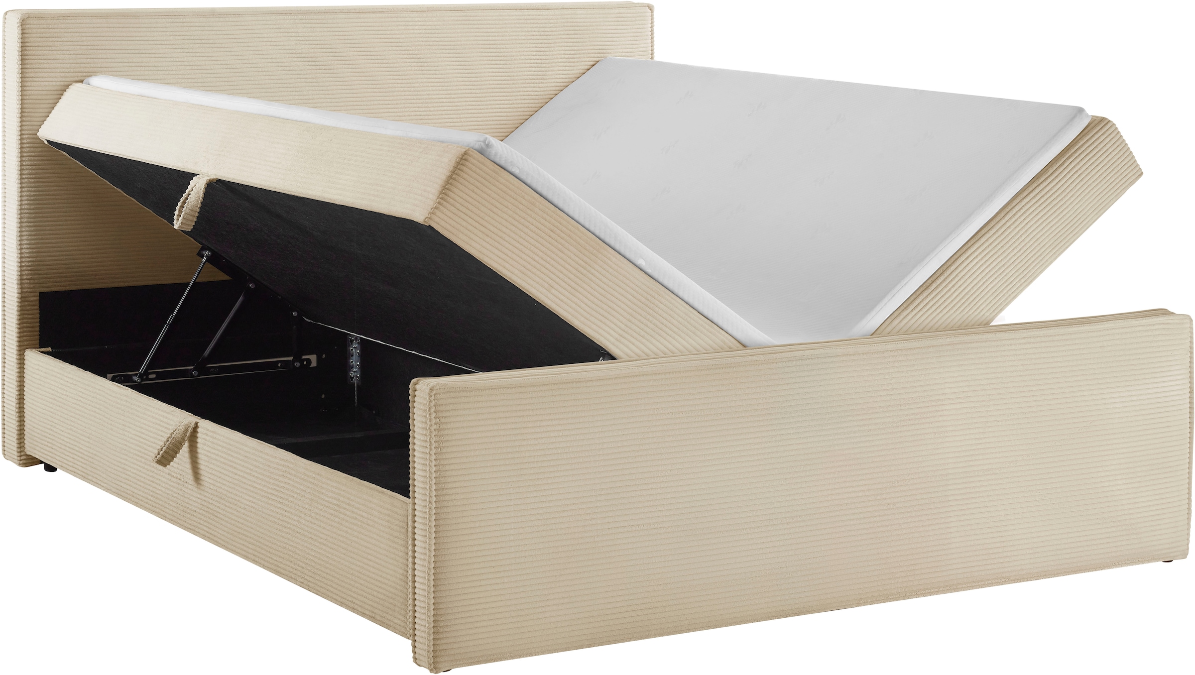 OTTO home Boxbett »Henno inkl. Bettkasten und Topper, Liegefläche 180x200cm« erhältlich in hochwertigem Cord-Stoff und der Größe 180x200 cm