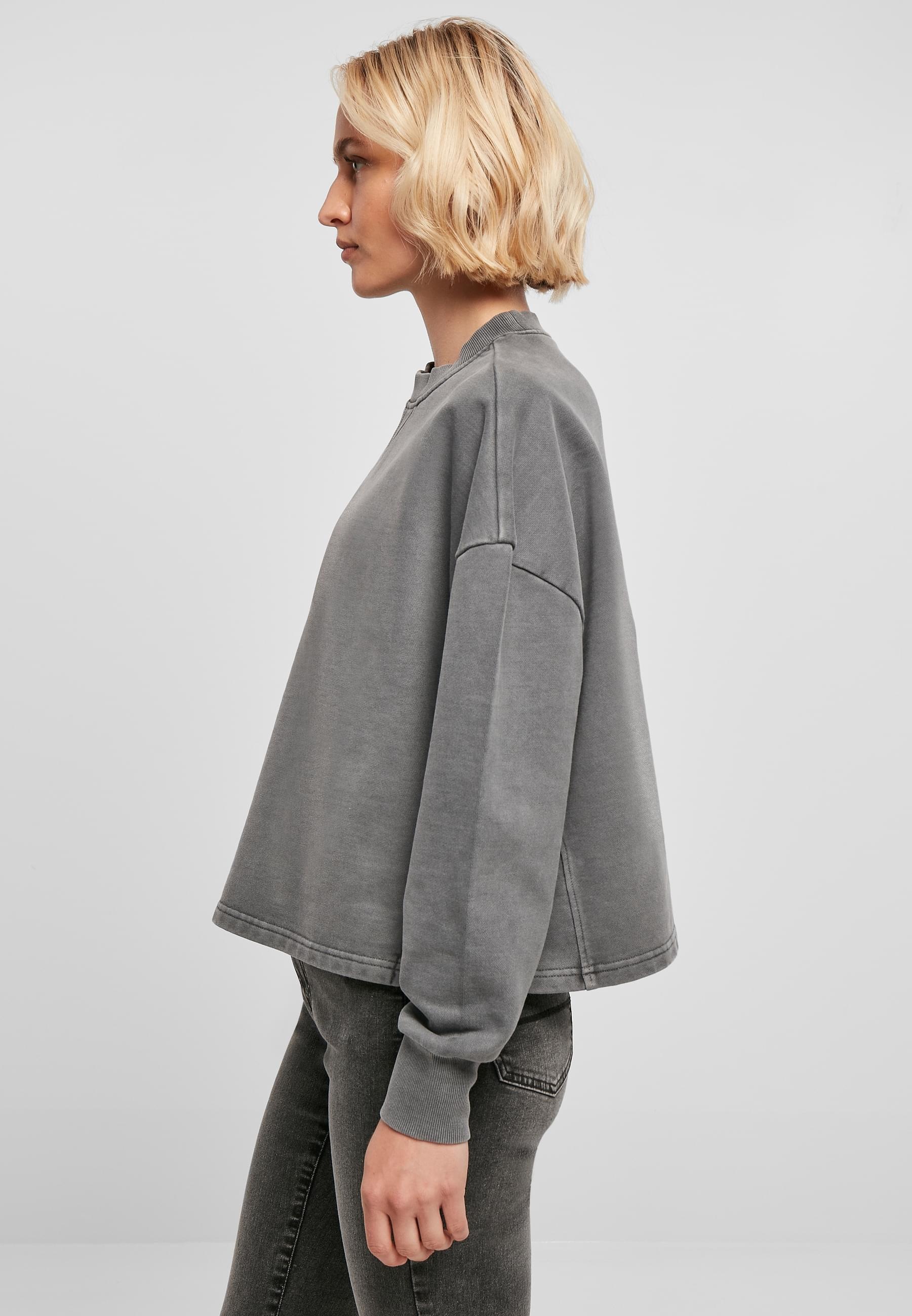 URBAN CLASSICS Sweater »Urban Classics Damen Ladies Heavy Terry Garment Dye Crewneck«, (1 tlg.)