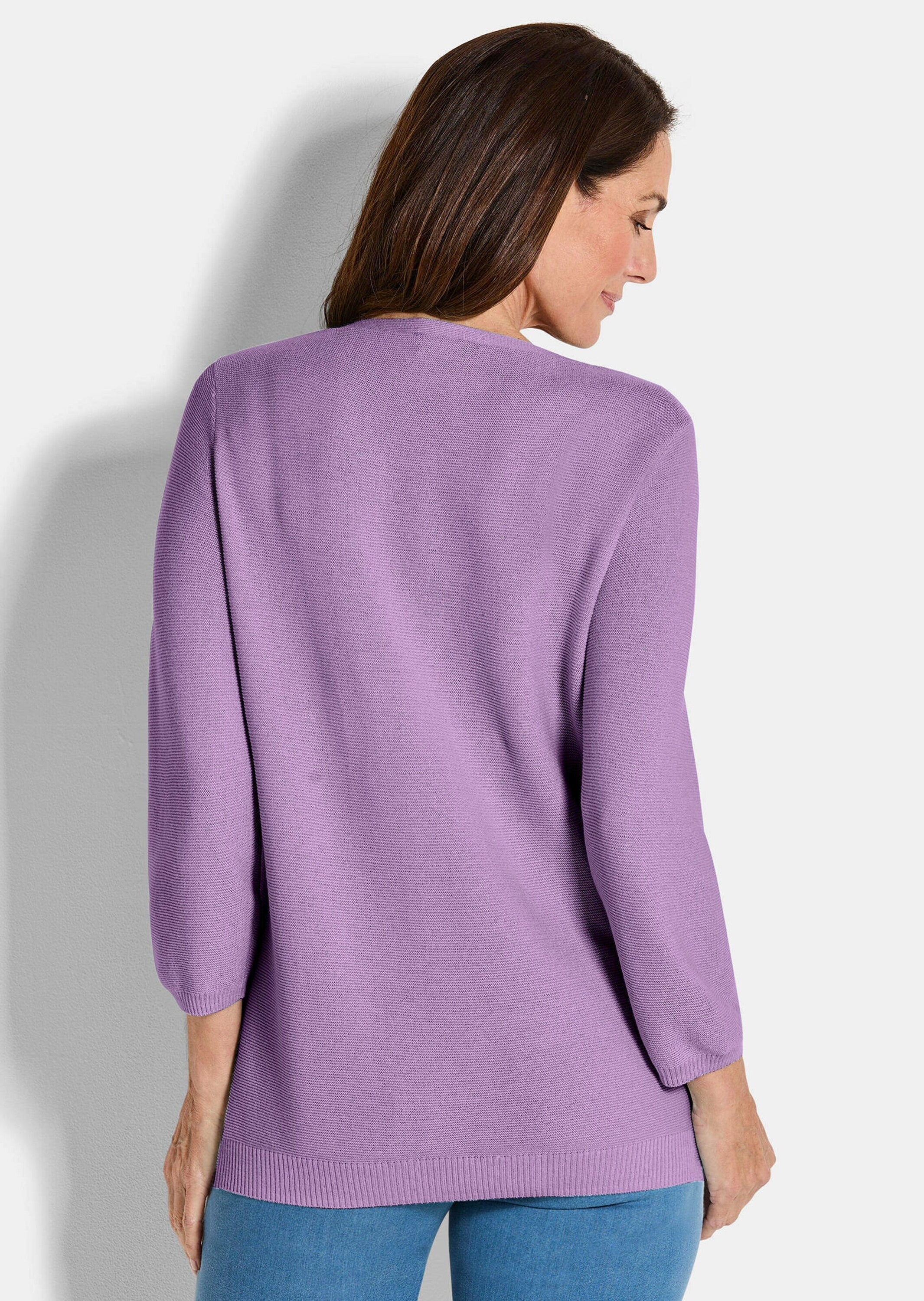 GOLDNER Rundhalspullover »Kurzgröße Eleganter Baumwollpullover, Halbarm« U-Boot-Ausschnitt