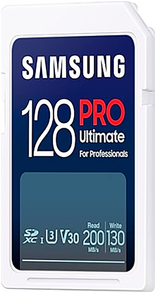 Samsung Speicherkarte »SD PRO Ultimate + USB Adapter« (128 GB Video Speed Class 30 (V30)/UHS Speed Class 3 (U3) 200 MB/s Lesegeschwindigkeit)