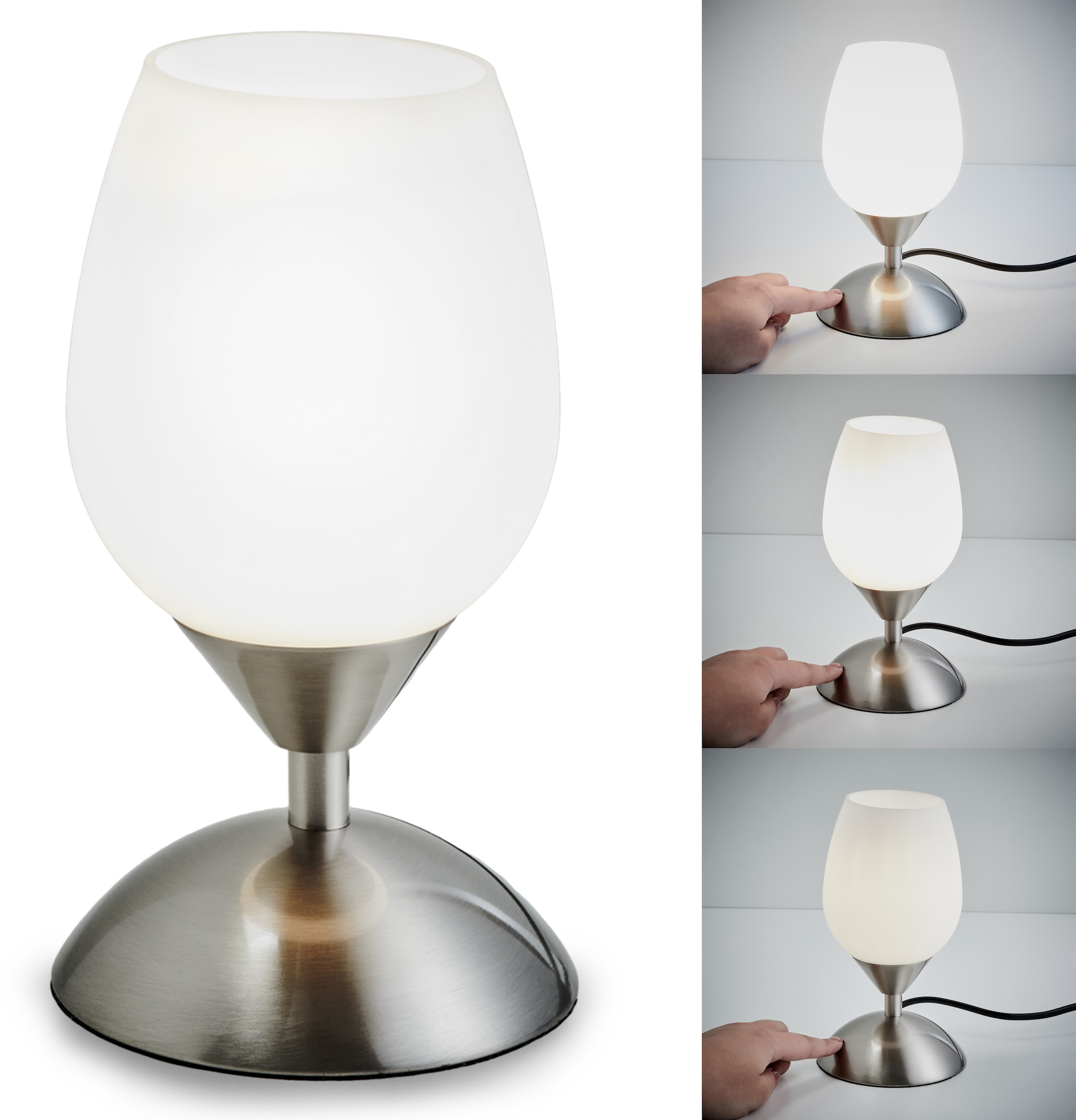 B.K.Licht Tischleuchte, 1 flammig-flammig, Touchlampe, dimmbar, Nachttisch-Lampe, Schreibtischlampe, Wohnzimmer