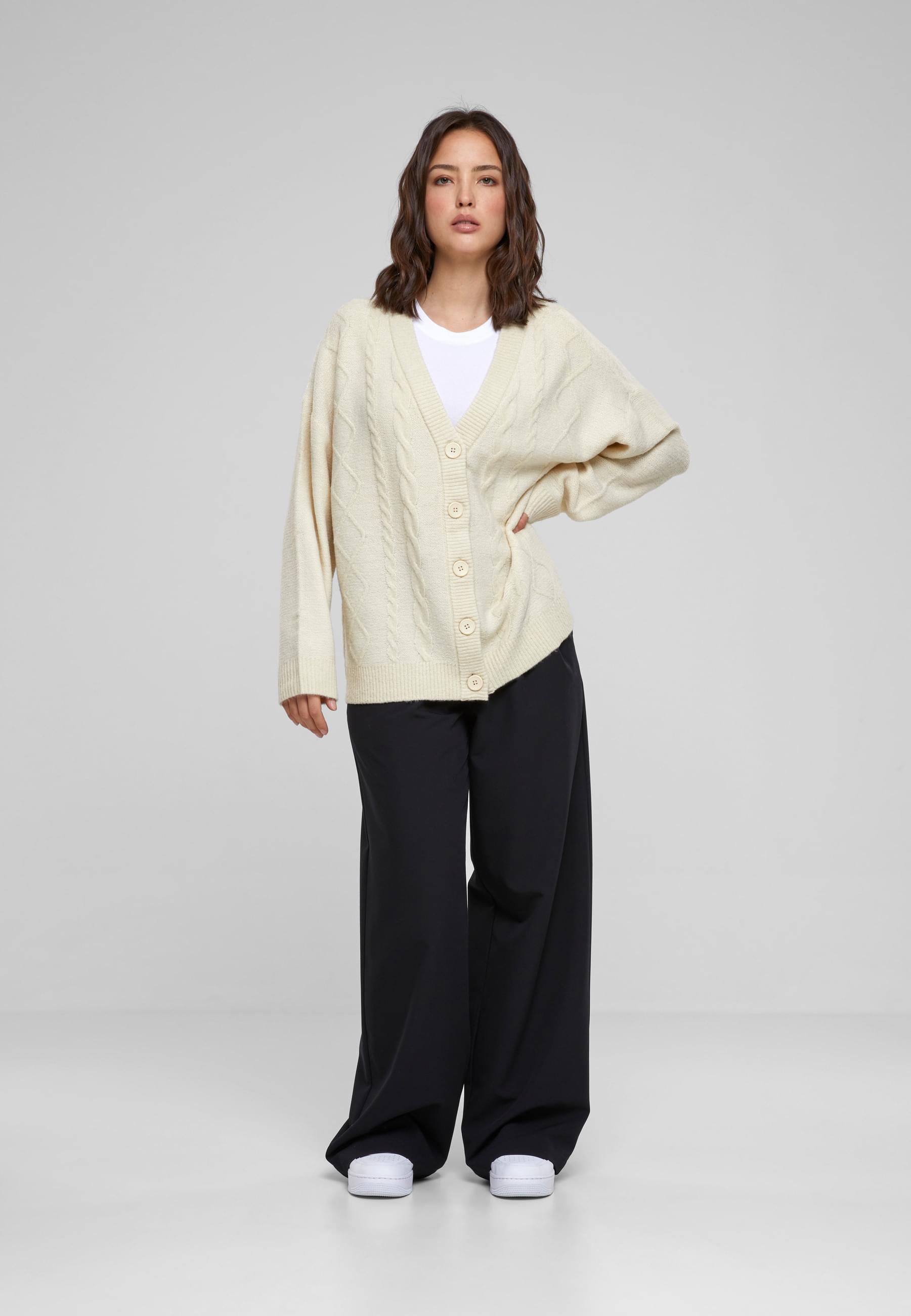 URBAN CLASSICS Strickjacke »Urban Classics Damen Ladies Cabel Knit Cardigan«