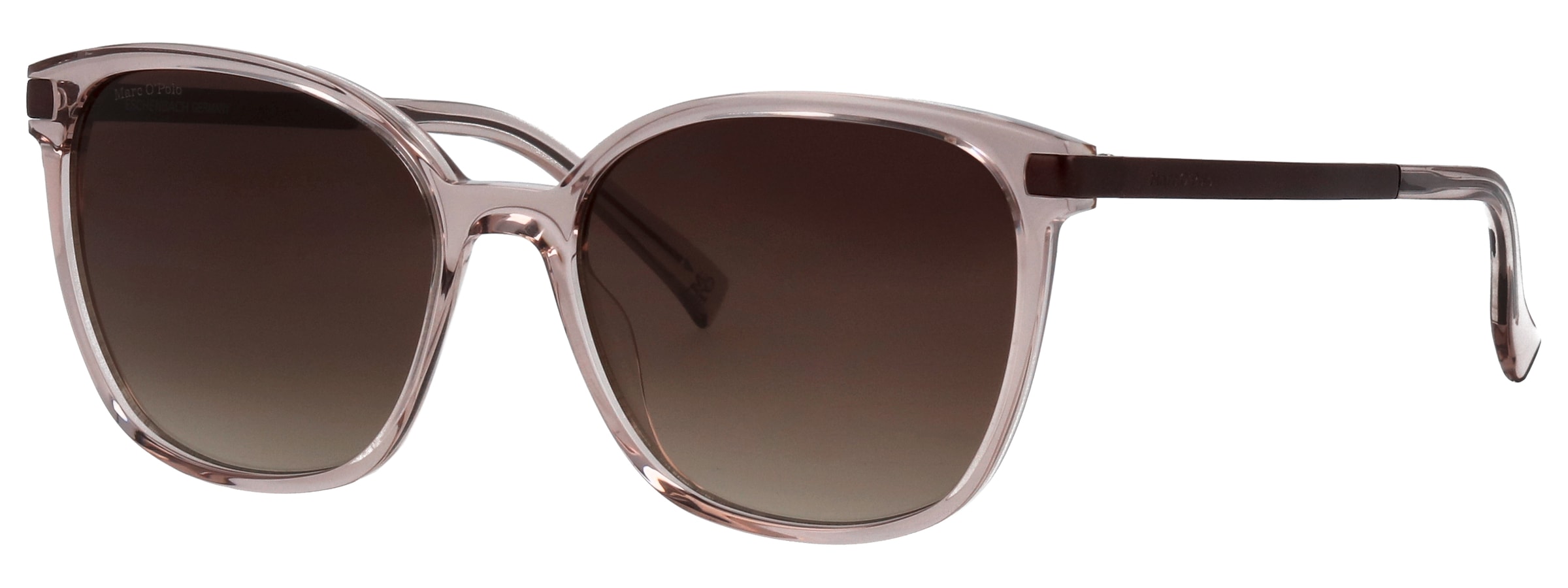 Sonnenbrille MARC O'POLO, Damen, rosé transparent, durchscheinend, matt, Sonnenbrillen Sonnenbrille, klassische Schmetterlingsform, dunkle Verlaufstönung