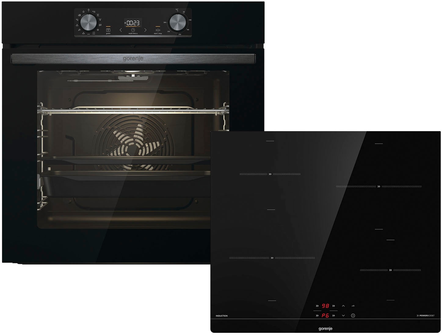 Induction | Raten GORENJE BAUR BOS6737E06BG, 1-fach- Clean, per (Set) Teleskopauszug, Aqua »Black mit Backofen-Set Set«,