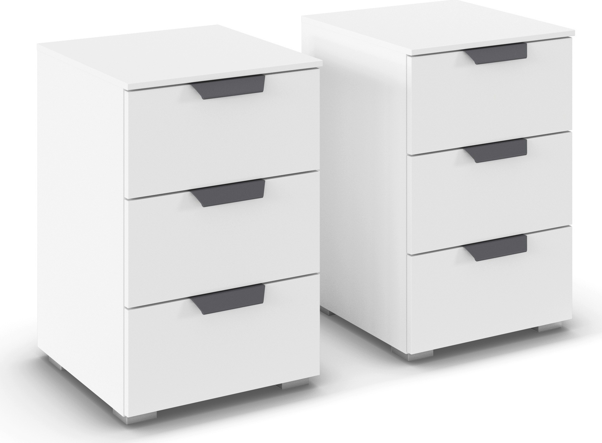 Nachtkommode RAUCH, B:40cm H:61cm T:42cmalpinweiß, griffe graumetallic, Holzwerkstoff, Sideboards, "Nachttisch Nachtkonsole COSTA Set mit farblich