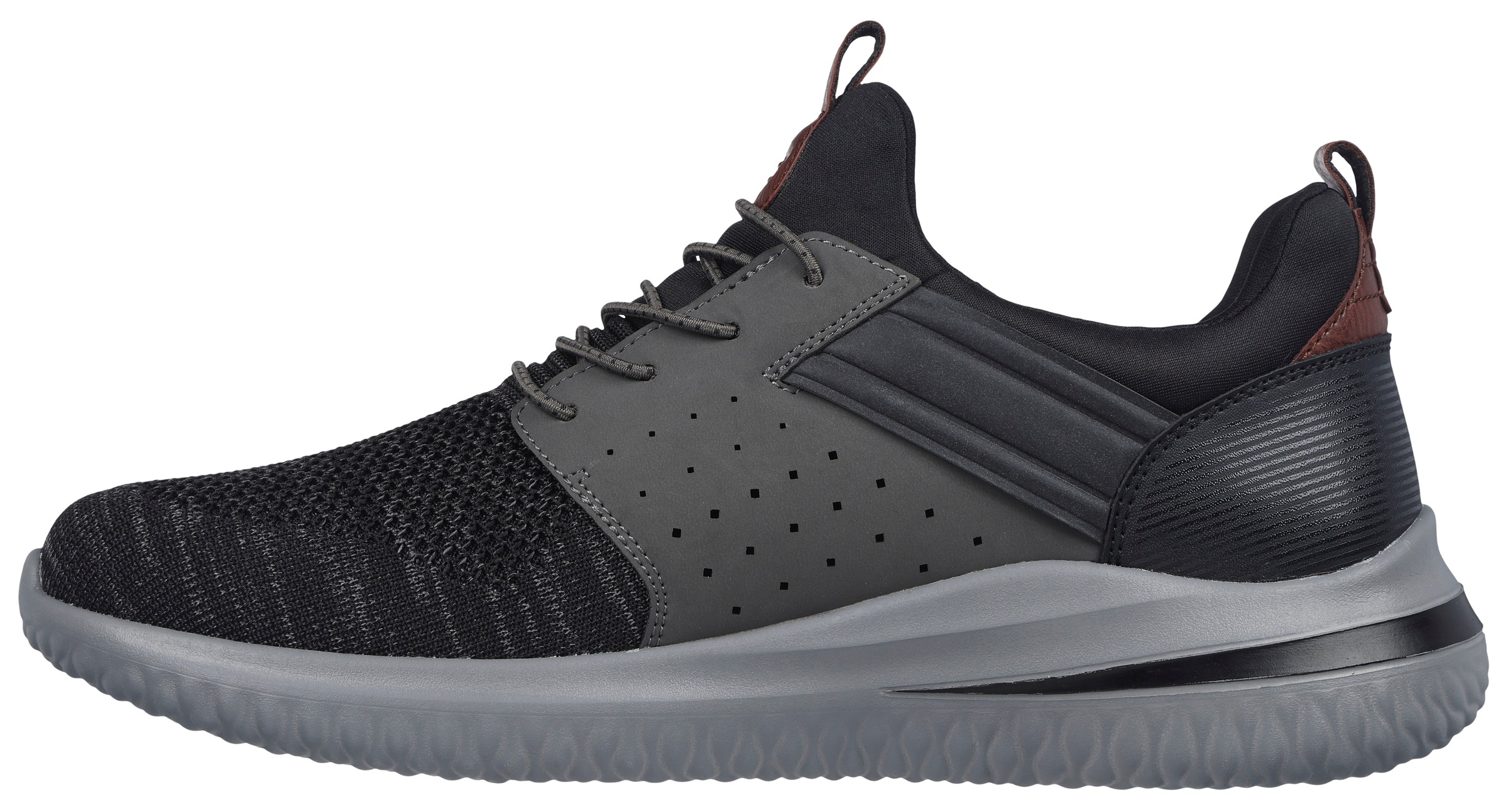 Slip-On Sneaker SKECHERS "DELSON 3.0-CICADA", Herren, Gr. 40, schwarz (schwarz, grau), Lederimitat, Mesh, Schuhe, Slipper, Freizeitschuh mit Gummizug zum Schlupfen 3