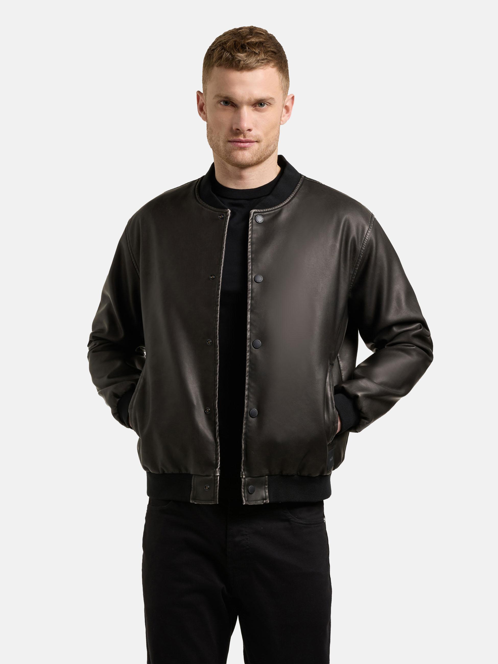 khujo Bomberjacke "Cale" ohne Kapuze Lässige Herren Kunstlederjacke