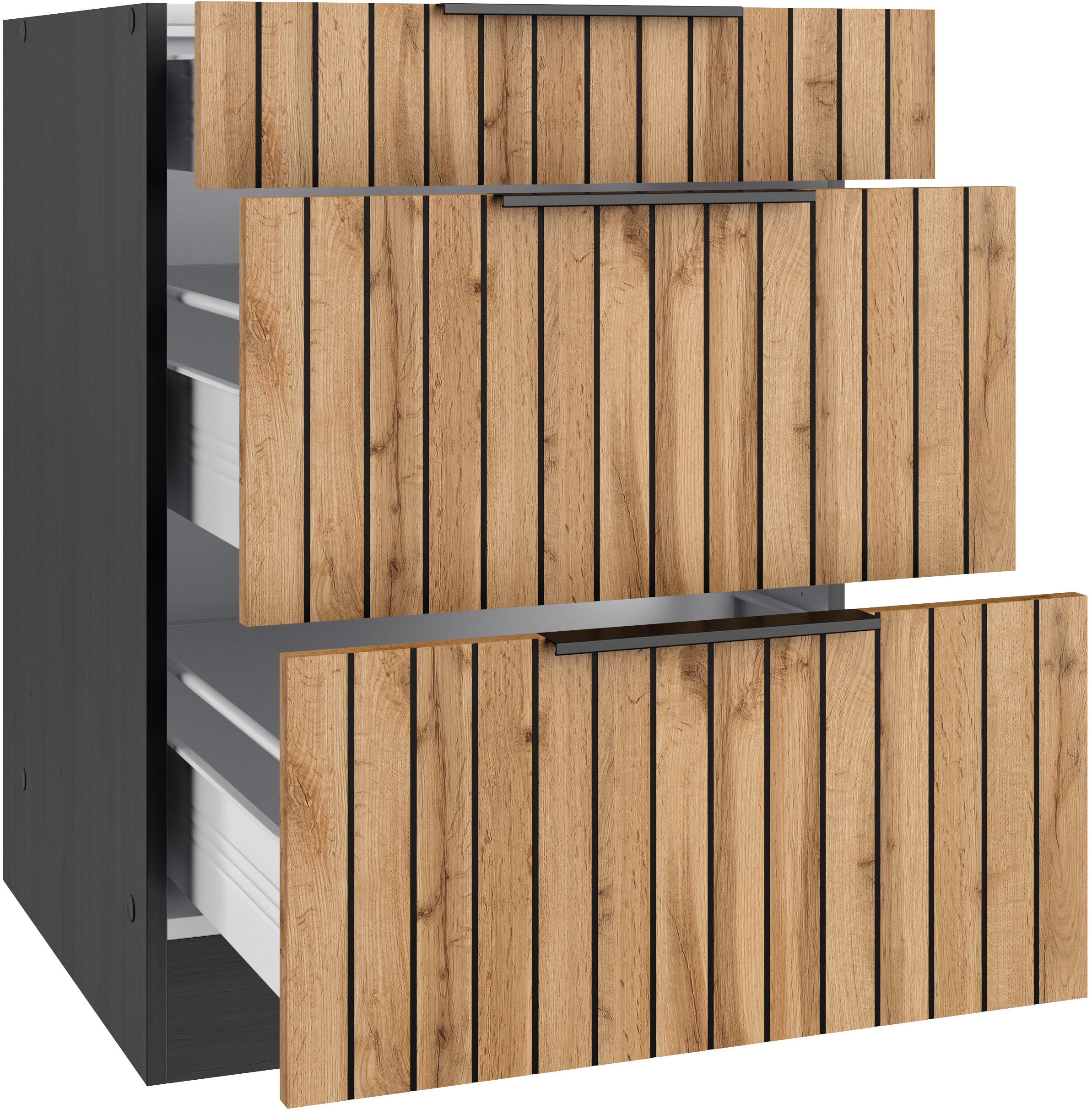 KOCHSTATION Unterschrank »KS-Lagos«, Breite 60 cm, 1 Schubkasten, 2 Auszüge