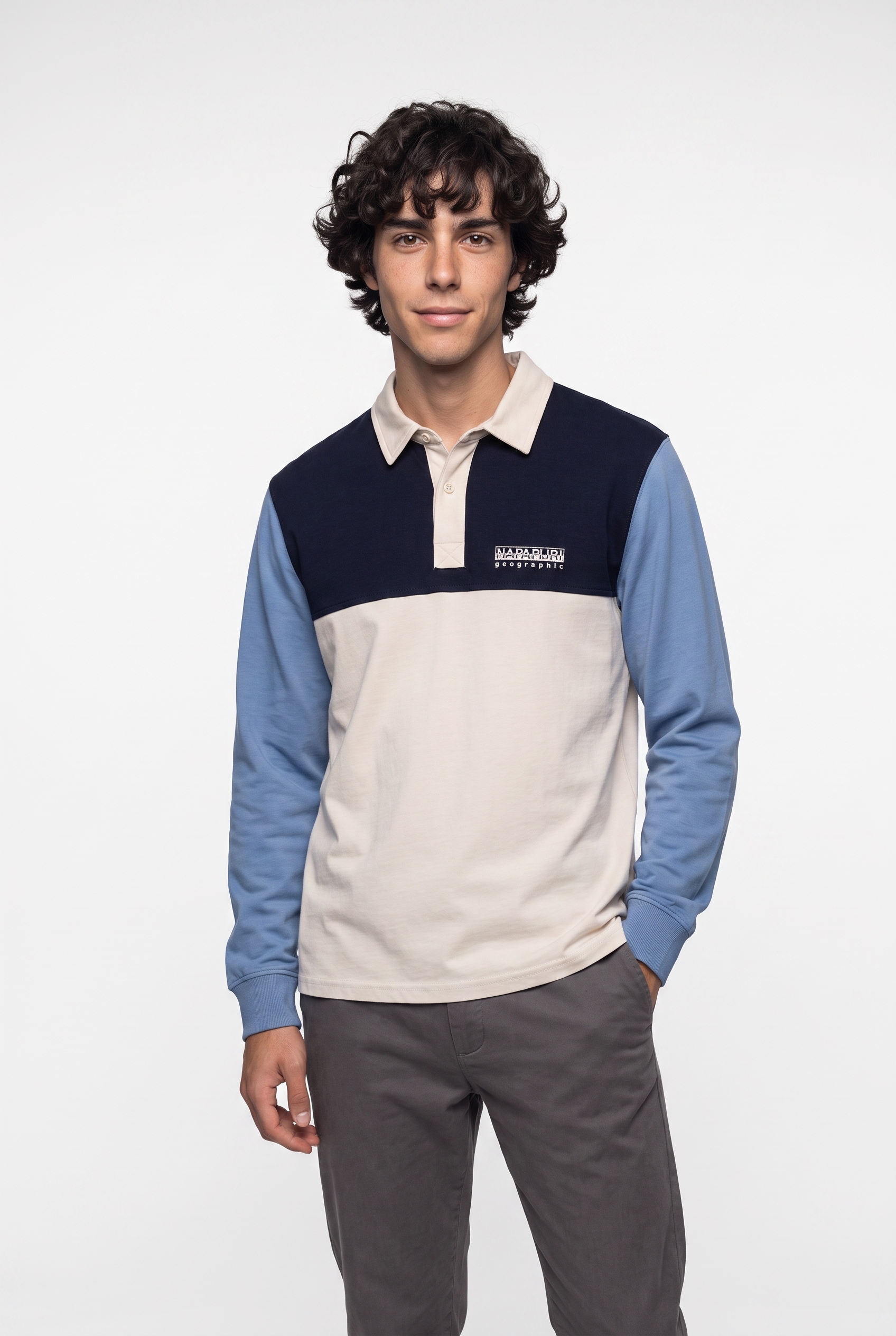 Napapijri Langarm-Poloshirt "E-MONT LS" mit Kontrastdetails an Kragen und Knopfleiste, langärmelige Ausführung
