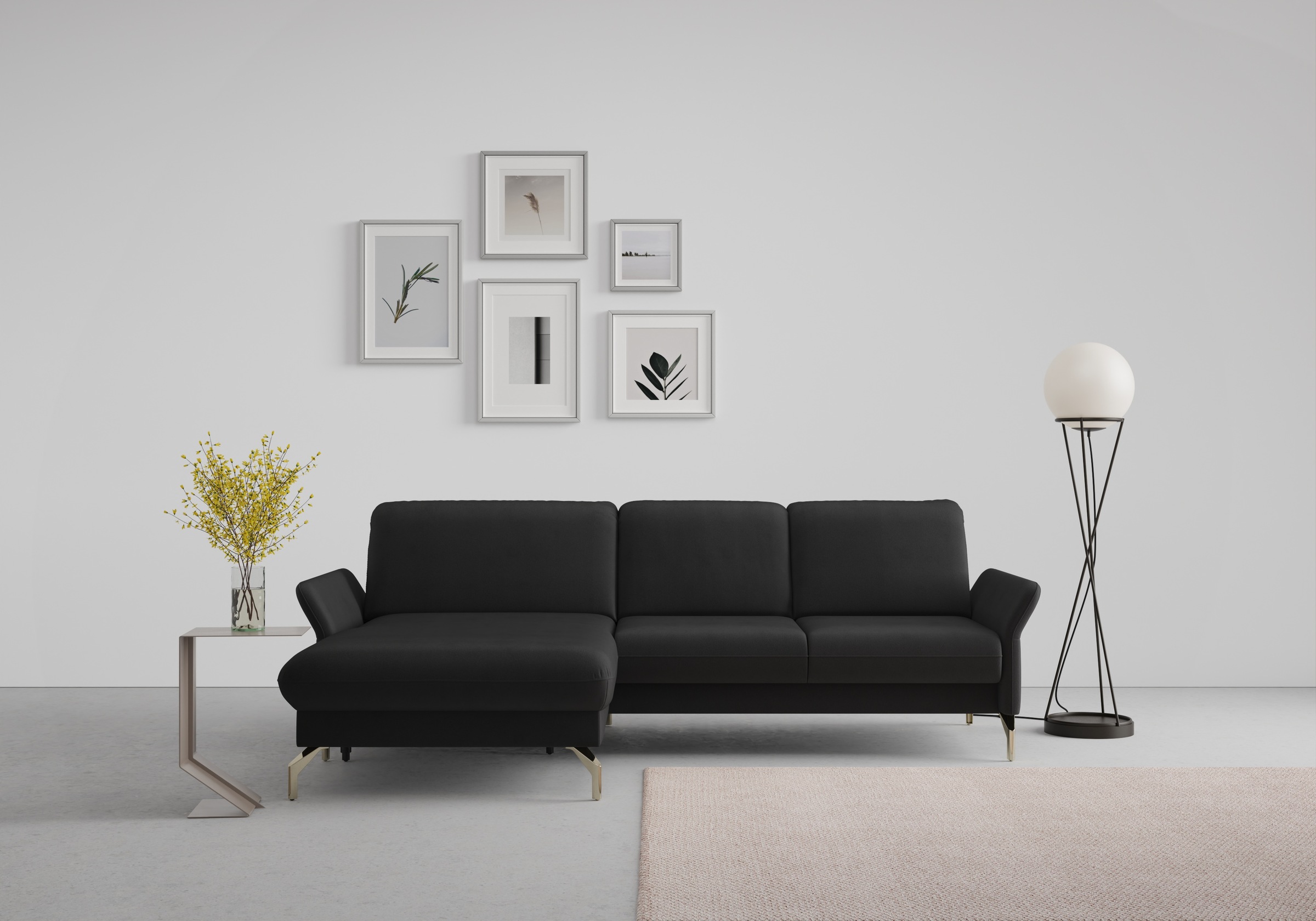 sit&more Ecksofa »Fashion L-Form« wahlweise mit Kopfteilverstellung, Vorziehsitz, motorisch, Nickelfüße