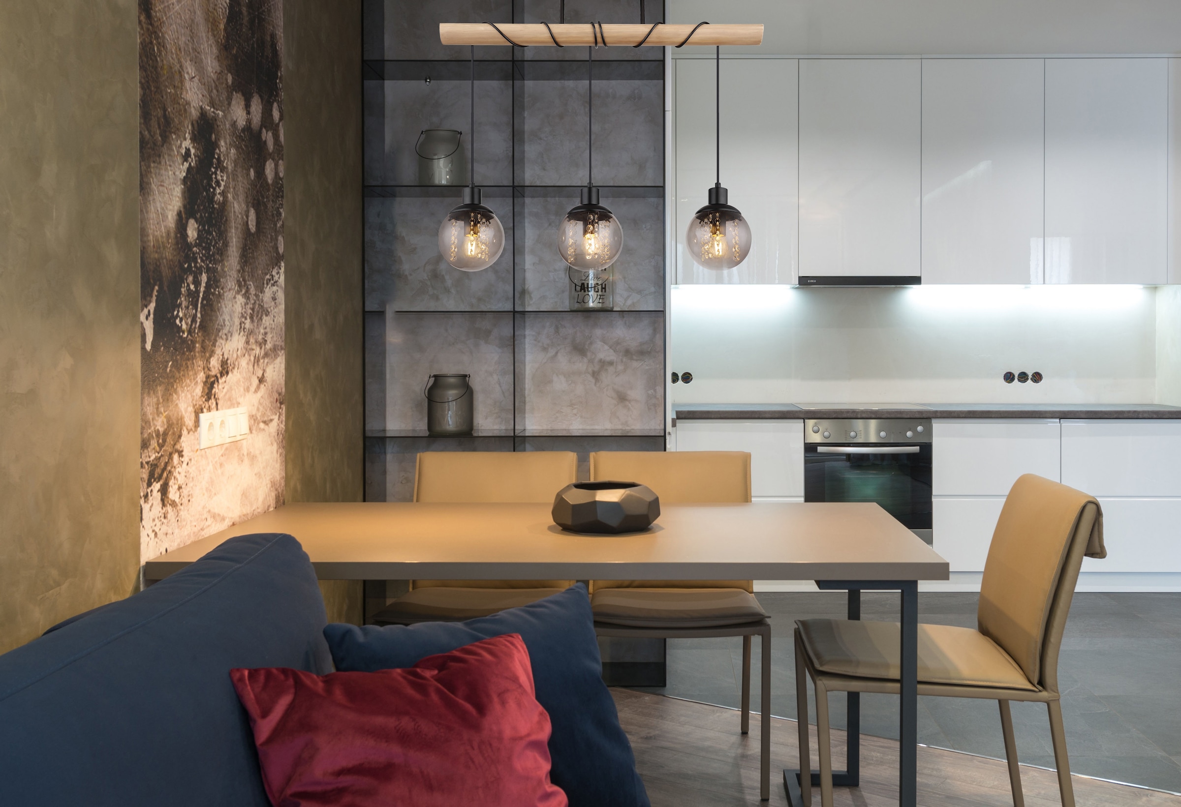 GLOBO LIGHTING Hängeleuchte »RICHARD«, Leuchtmittel E27 | ohne Leuchtmittel, Hängelampe/Pendelleuchte/Esszimmer/Wohnzimmer/Esstisch
