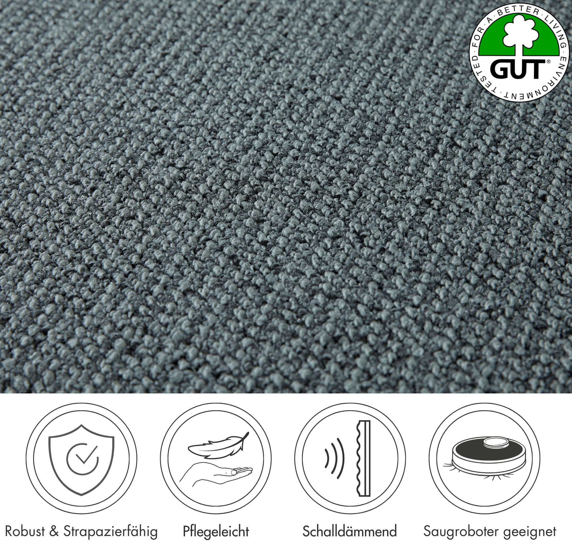 ANDIAMO Tulsa Loop Pile Carpet Gray 500x300cm 2
