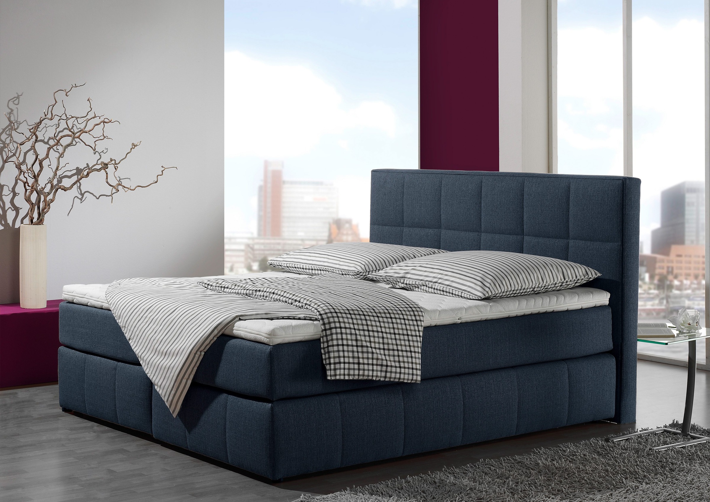INOSIGN Boxspringbett »Casano«, mit feiner Steppung, in 3 Matratzenarten, 2 Härtegraden und 5 Farben