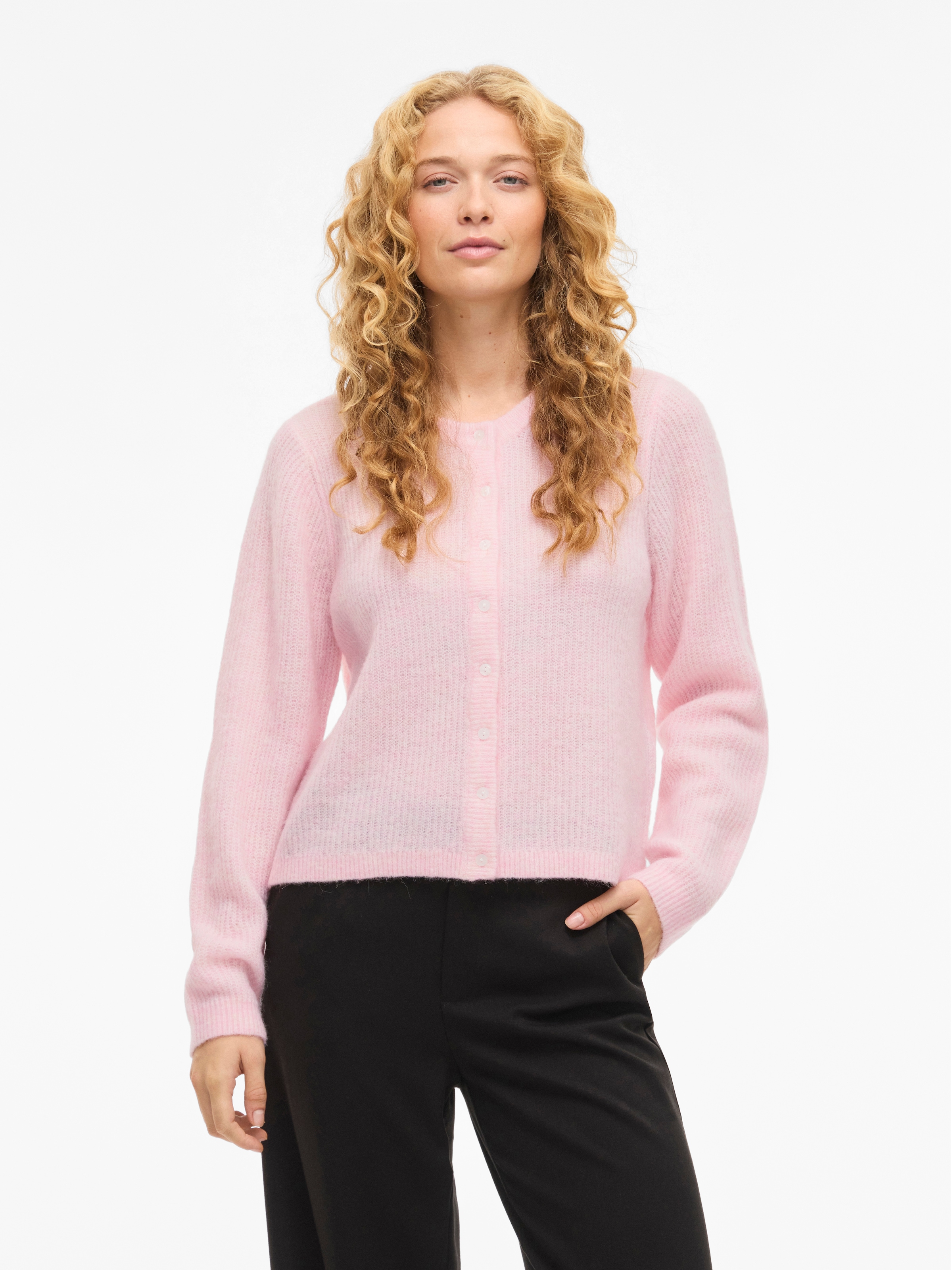 Vila Strickjacke "VILORY O-NECK L/S KNIT CARDIGAN-NOOS" Materialmix, regula günstig online kaufen