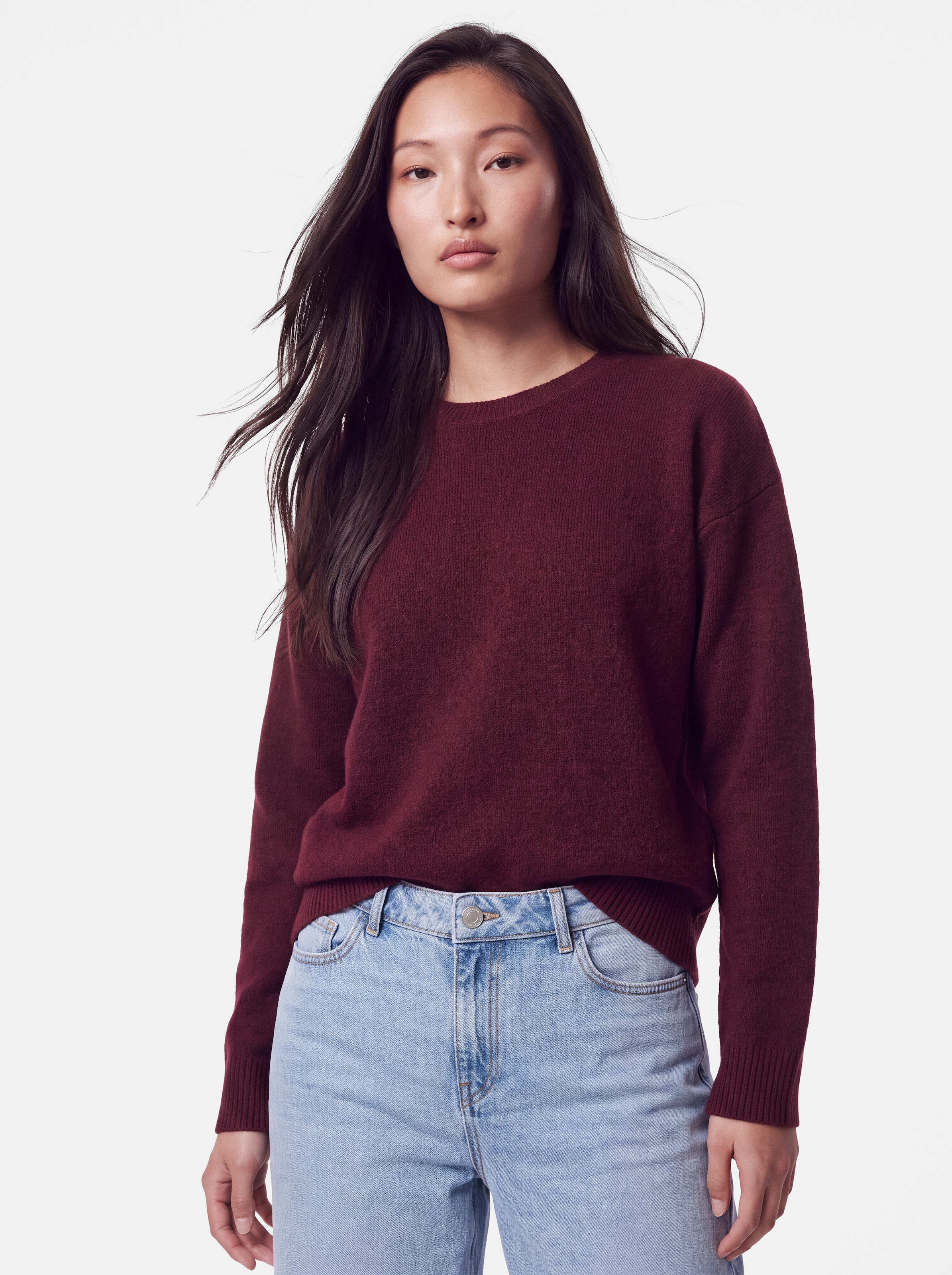 pieces Rundhalspullover "PCSALLY LS O-NECK KNIT NOOS BC" Materialmix