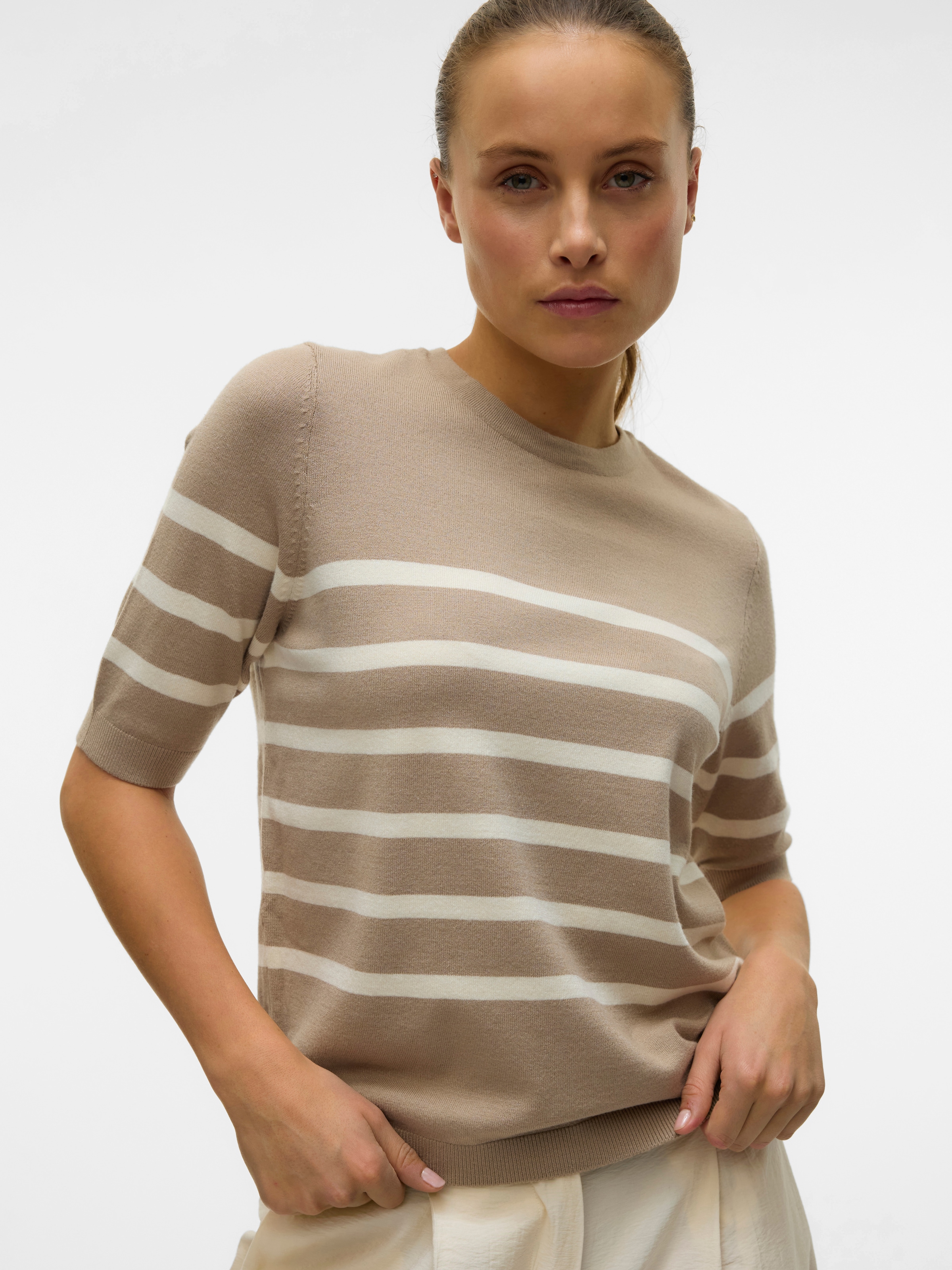 Vero Moda Kurzarmpullover "VMSABA PLAIN, Feinstrickpullover" Damenpullover, günstig online kaufen