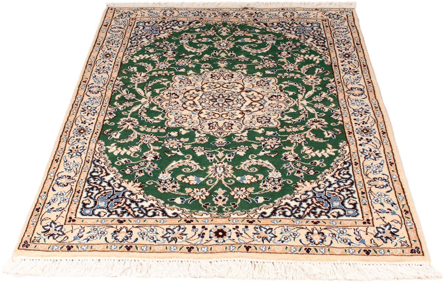 morgenland Orientteppich "Perser - Nain - Royal - 147 x 98 cm - grün", rechteckig, 10 mm Höhe, Wohnzimmer, Handgeknüpft,