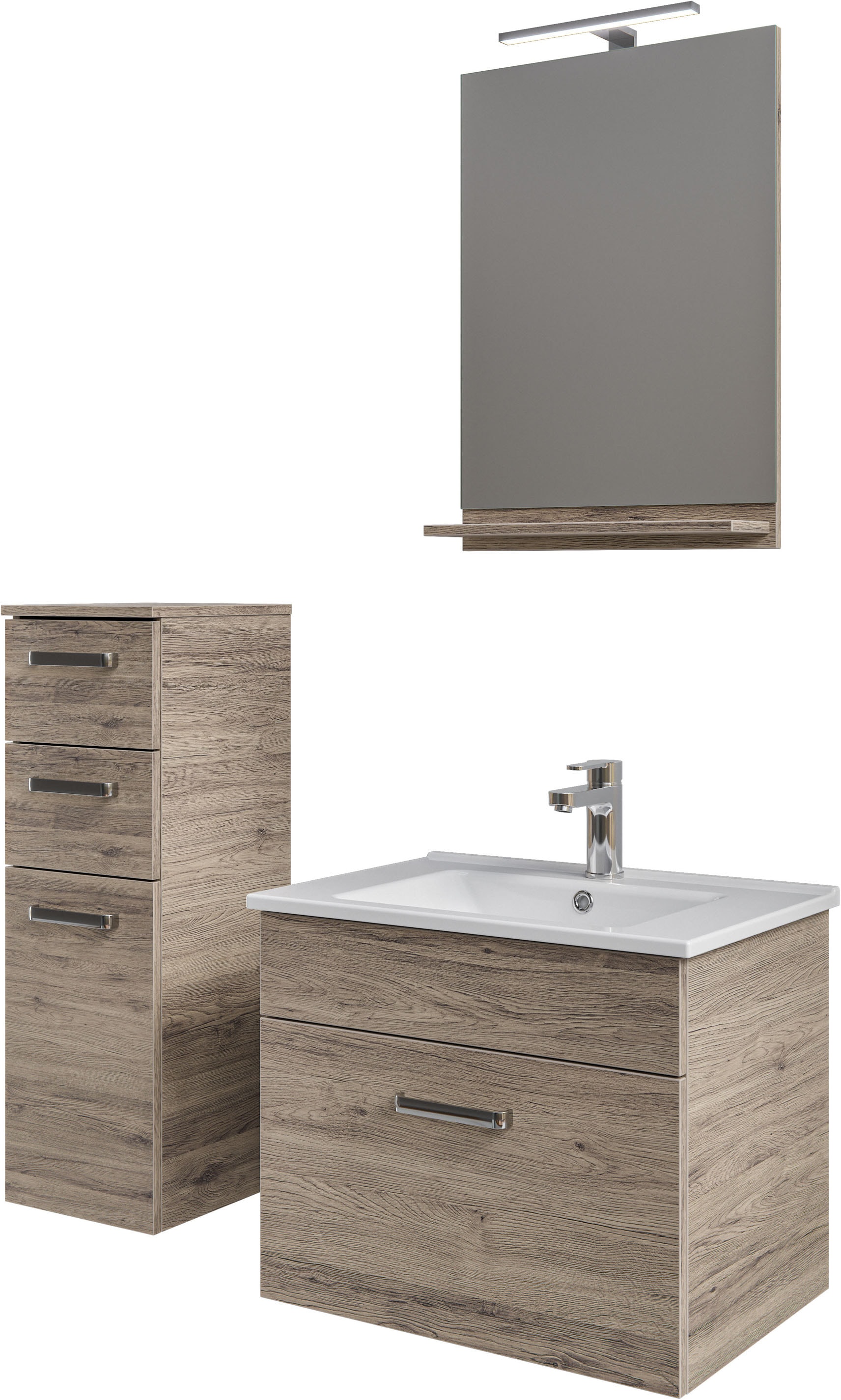 Saphir Badmöbel-Set "5-teilig, mit Spiegel und Leuchte" Set, 5 Stk. tlg.