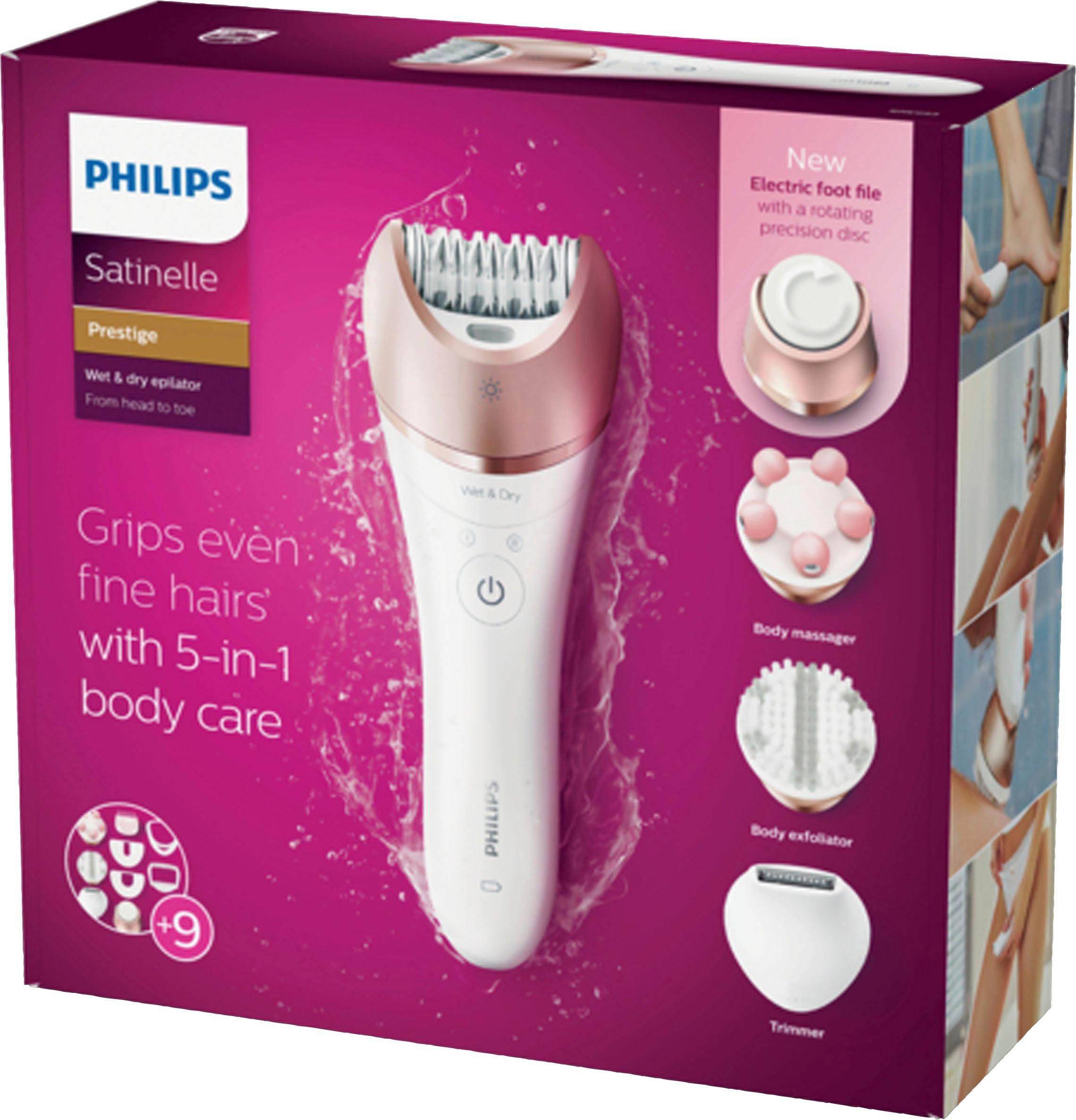 Philips Epilierer »BRE652/00«, 7 St. Aufsätze, Satinelle Prestige mit Pediküreaufsatz