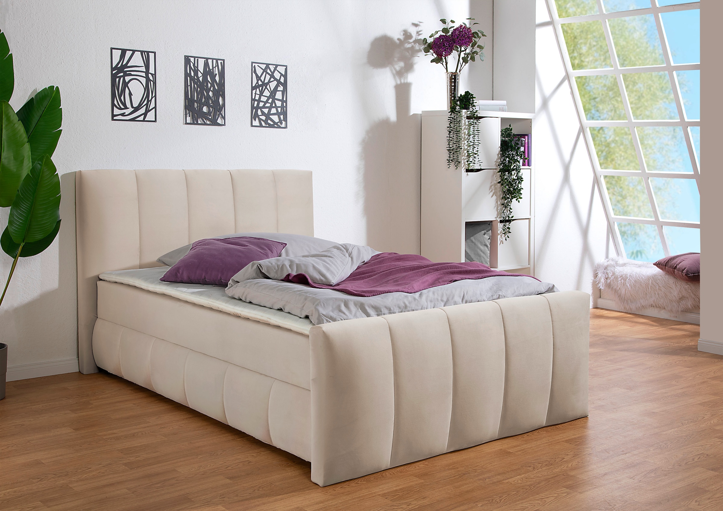 Home affaire Boxbett "Hanelore inkl. Bettkasten und Topper" Boxbett mit Bettkasten und Fußteil, inkl. Topper