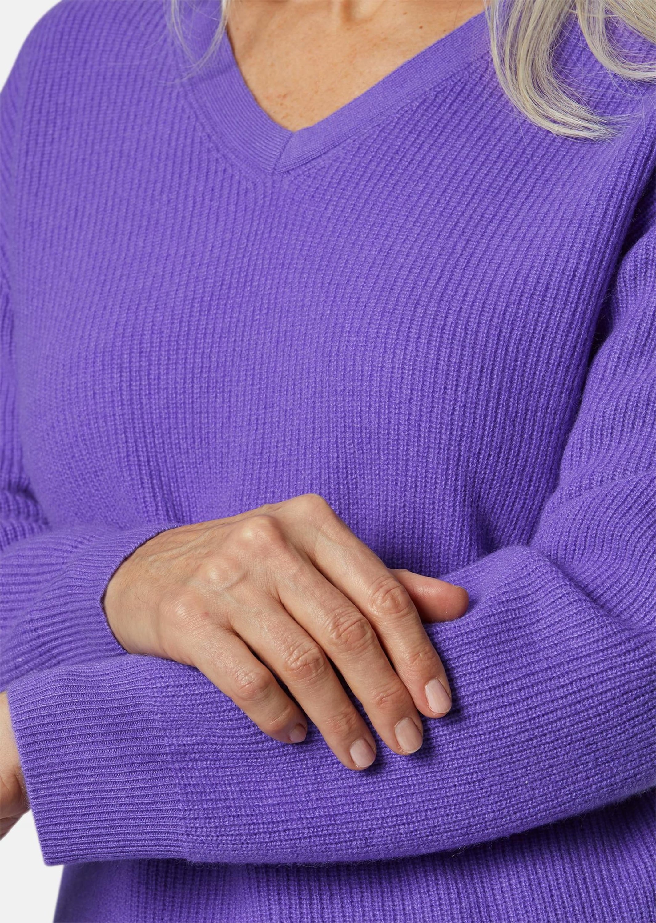 GOLDNER Strickpullover »Kaschmirpullover mit V-Ausschnitt Kaschmirpullover in Patentstrick mit V-Ausschnitt«