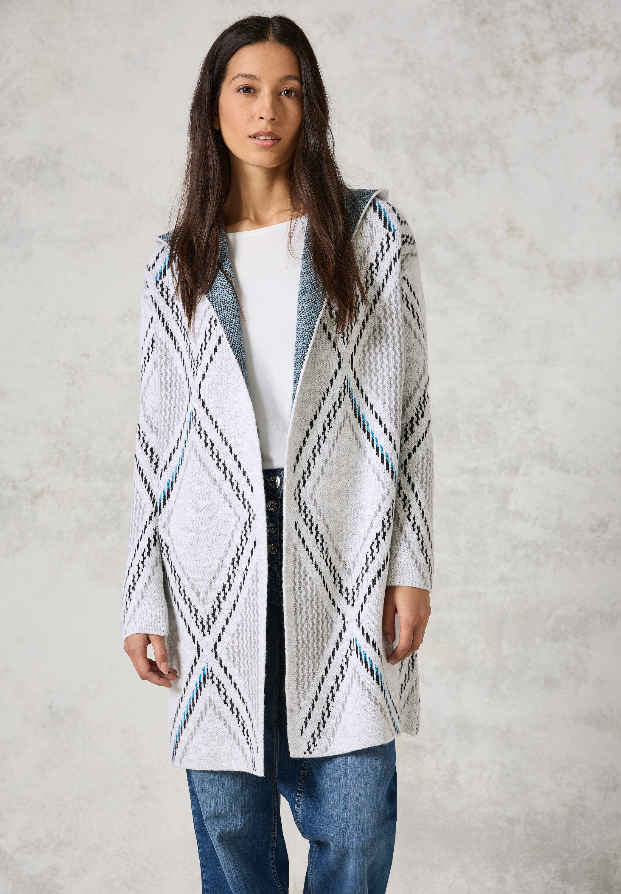 Cardigan, mit grafischem Muster