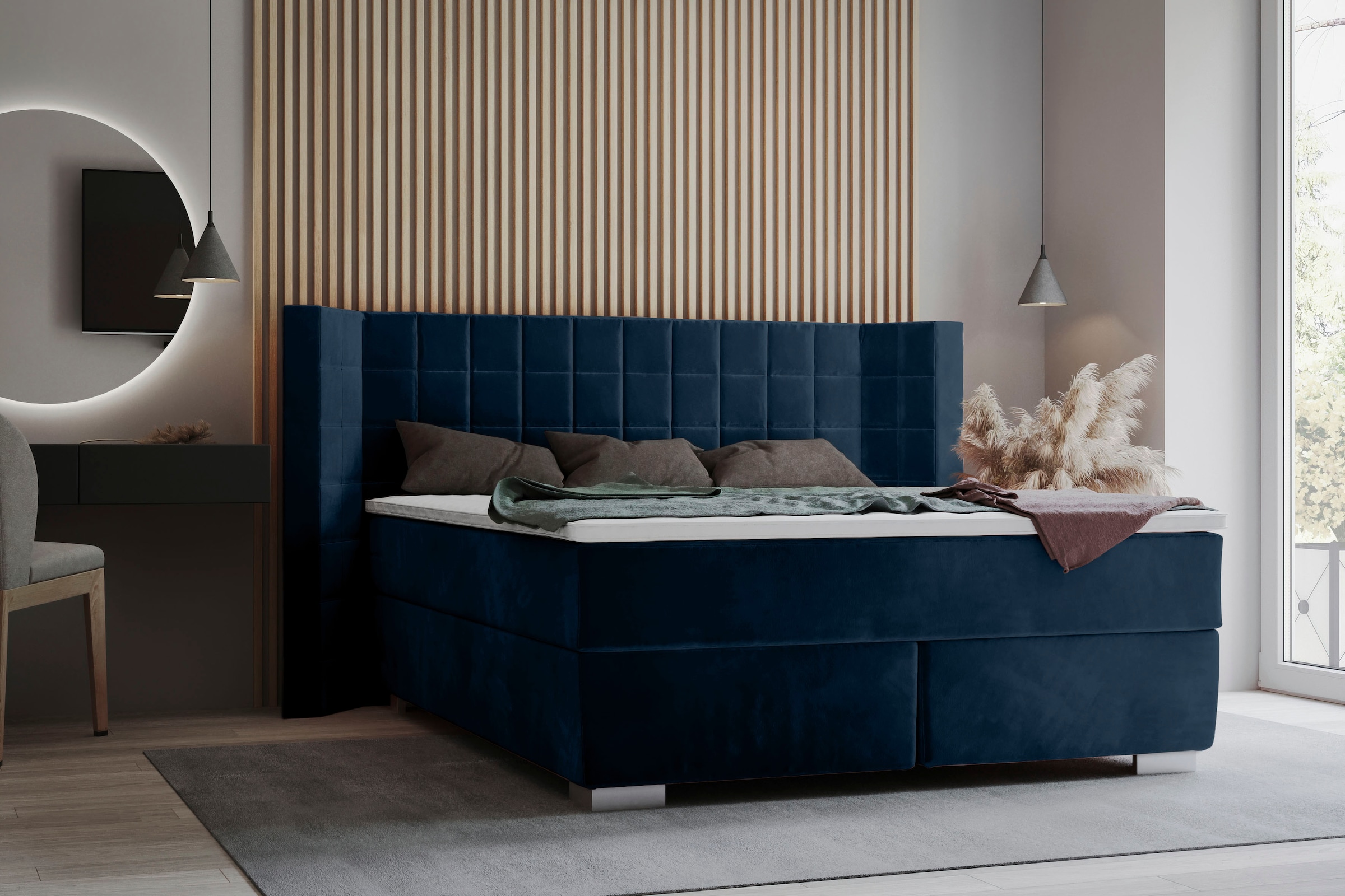 Home affaire Boxspringbett "Piazza" mit Steppung und Kopfteil mit seitliche günstig online kaufen