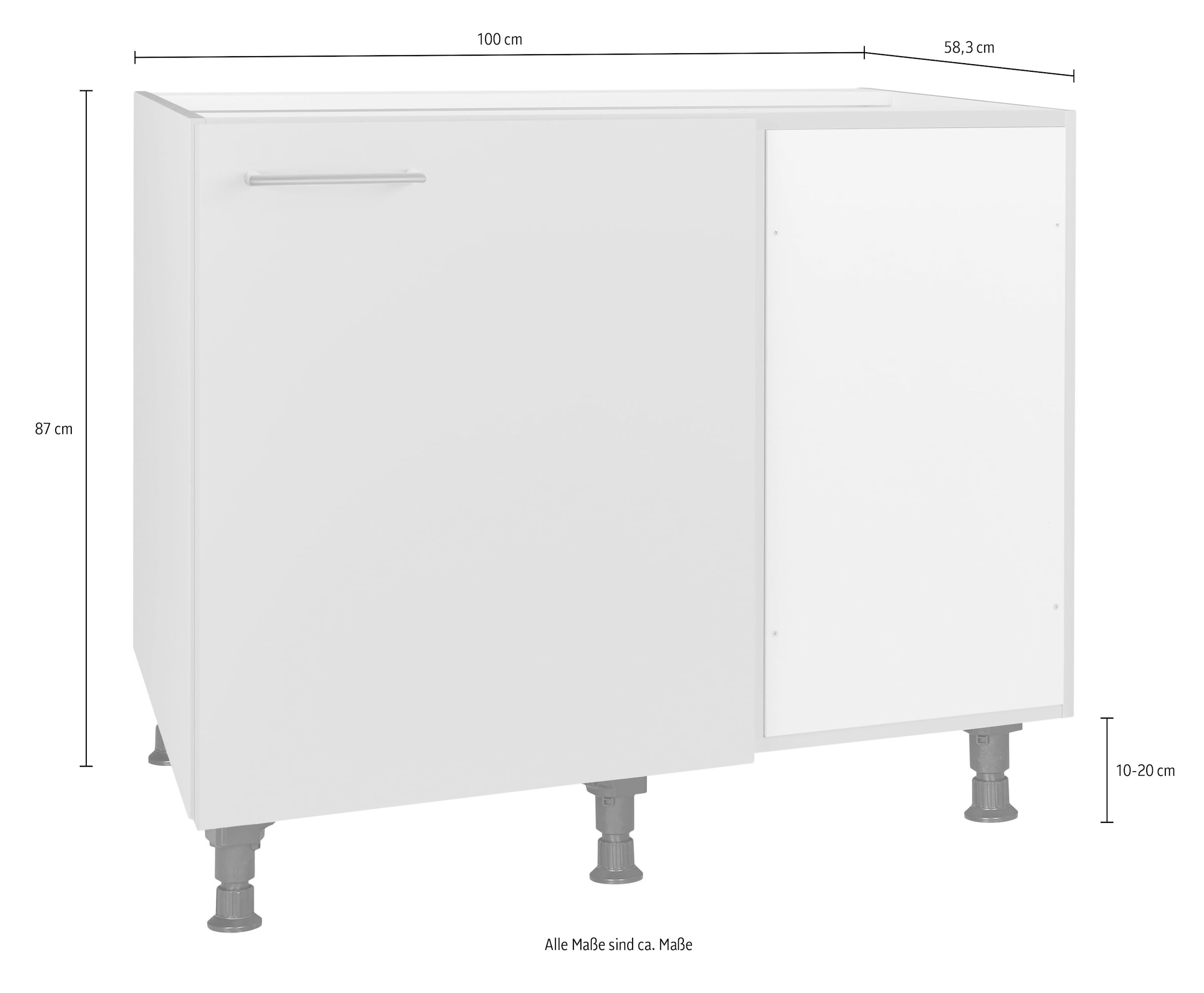 nobilia® Eckunterschrank »"Laser", vormontiert« mit höhenverstellbaren Sockelfüßen, Breite 100 cm