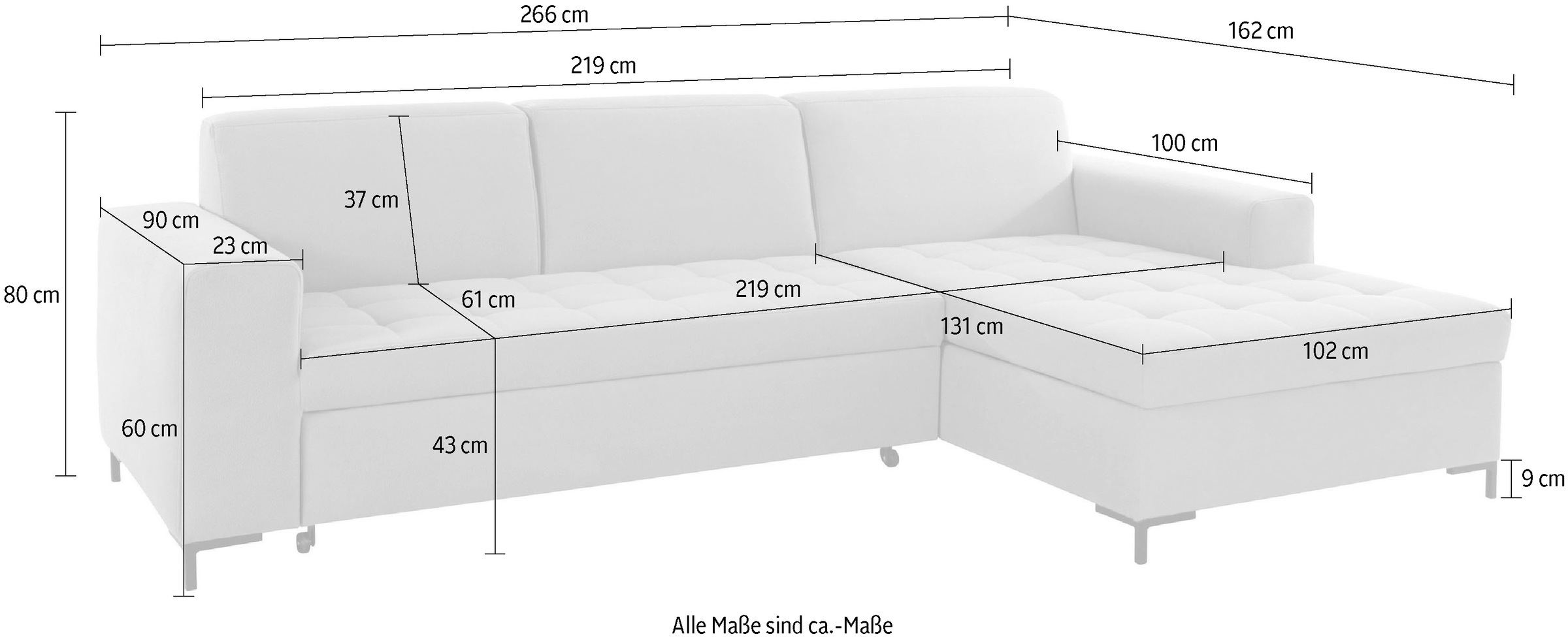 OTTO products Ecksofa »Grazzo L-Form«, hochwertige Stoffe aus recyceltem Material, Steppung im Sitzbereich