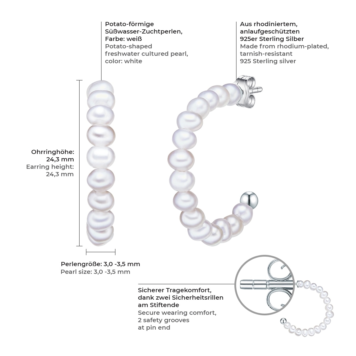 Valero Pearls Paar Creolen »Set: VP757« für Damen